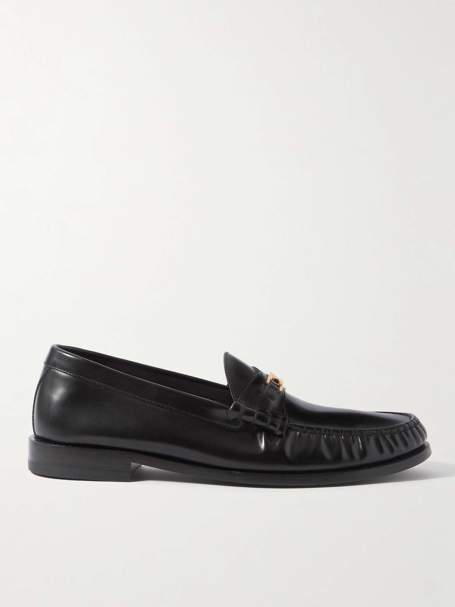 CELINE Triomphe Logo-Embellished Polished-Leather Loafers