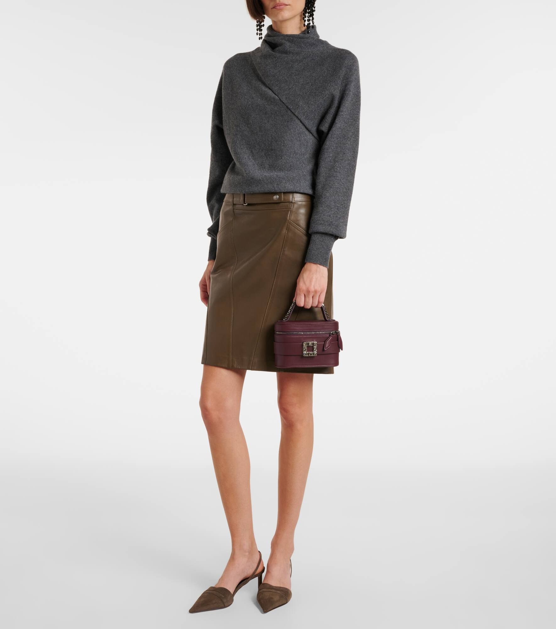 Vanity embellished leather tote bag - 5