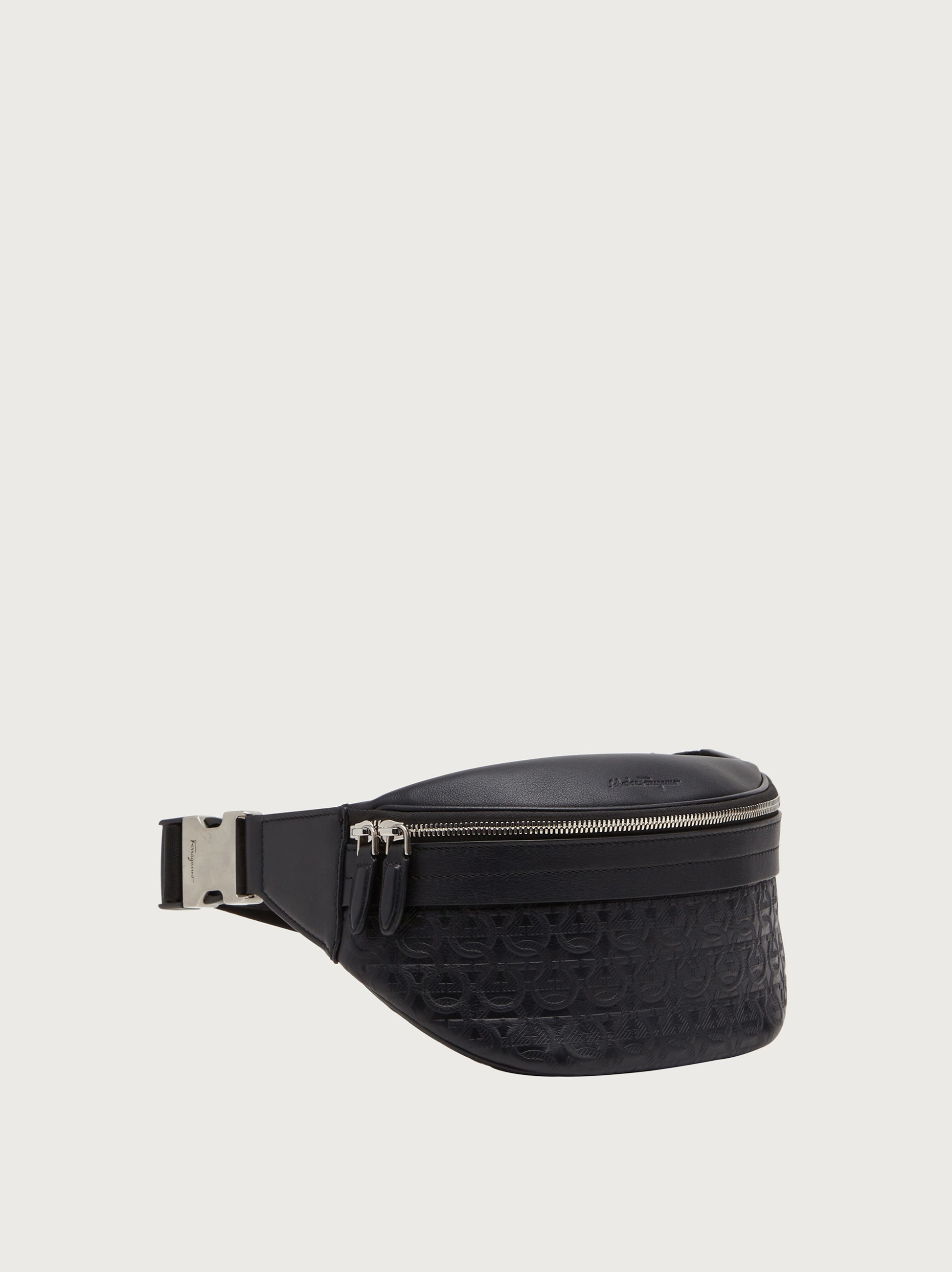FERRAGAMO Black Gancini Belt Bag | ssense | REVERSIBLE