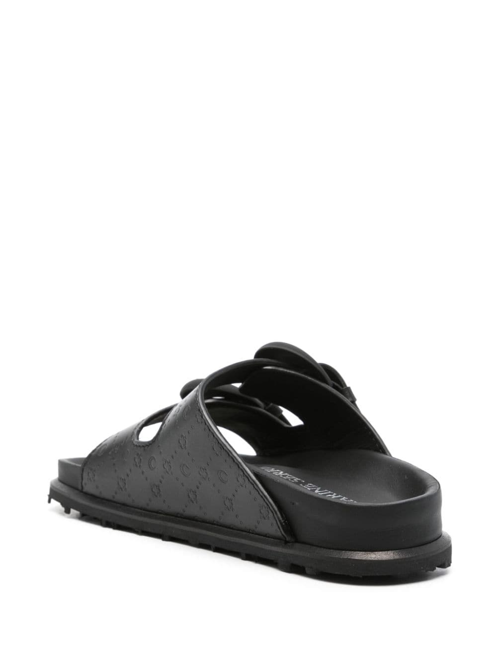 monogram-embossed leather slides - 3