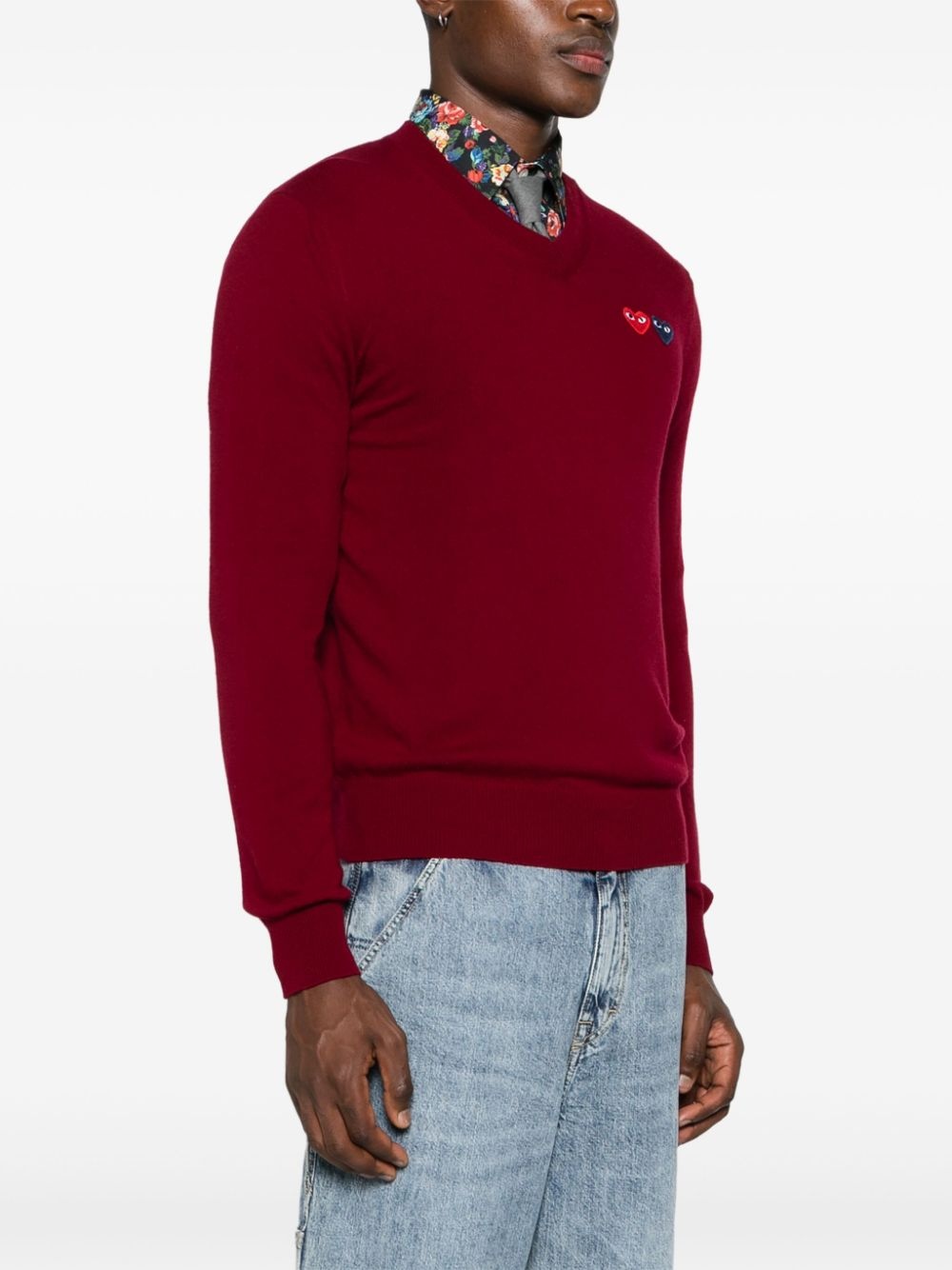 heart-patch wool jumper - 4