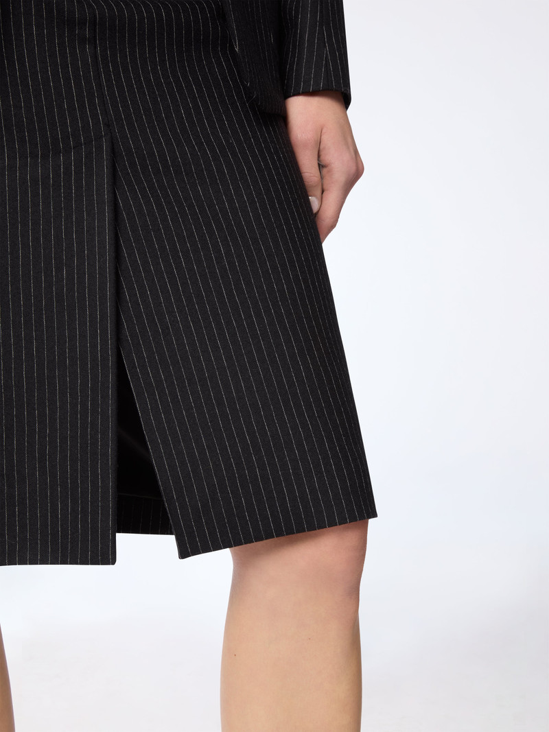 Pinstriped Virgin Wool Midi Skirt 4