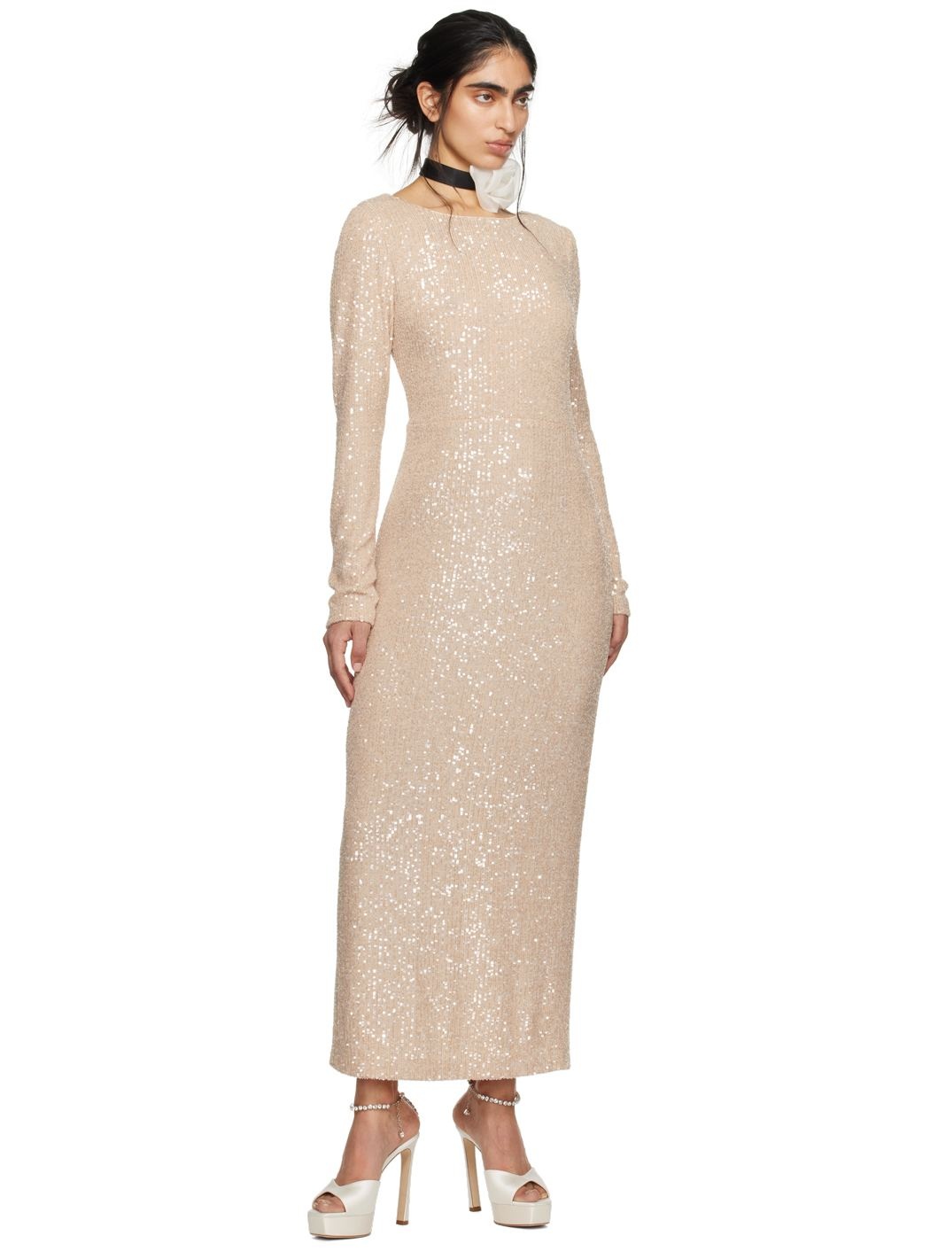 SSENSE Exclusive Beige Open Back Midi Dress - 5