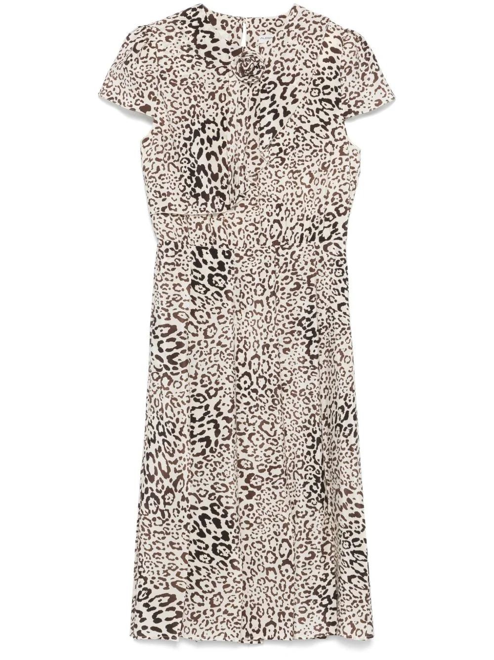 leopard-print pleated midi dress - 1