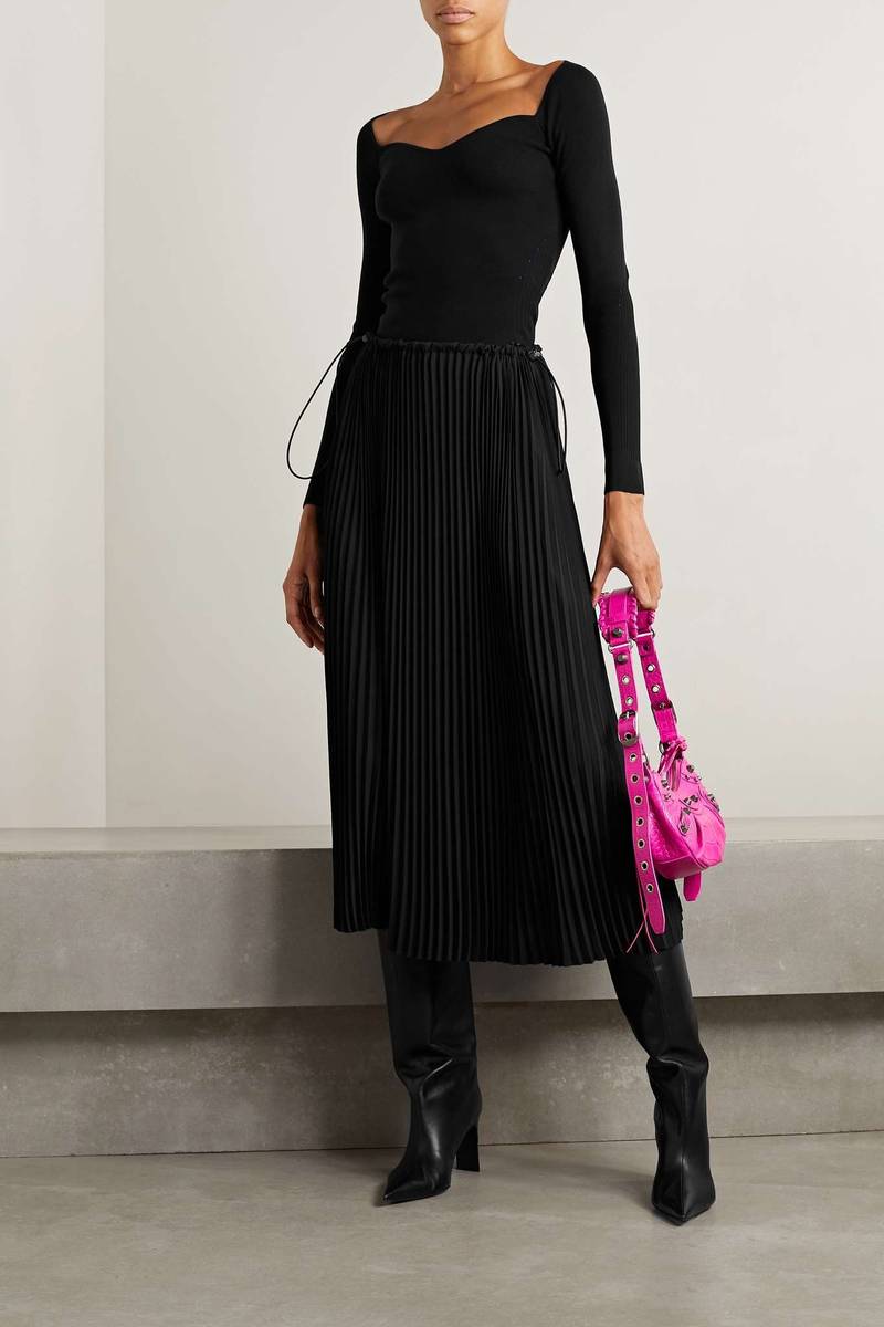 BALENCIAGA Pleated printed crepe de chine midi skirt outlook