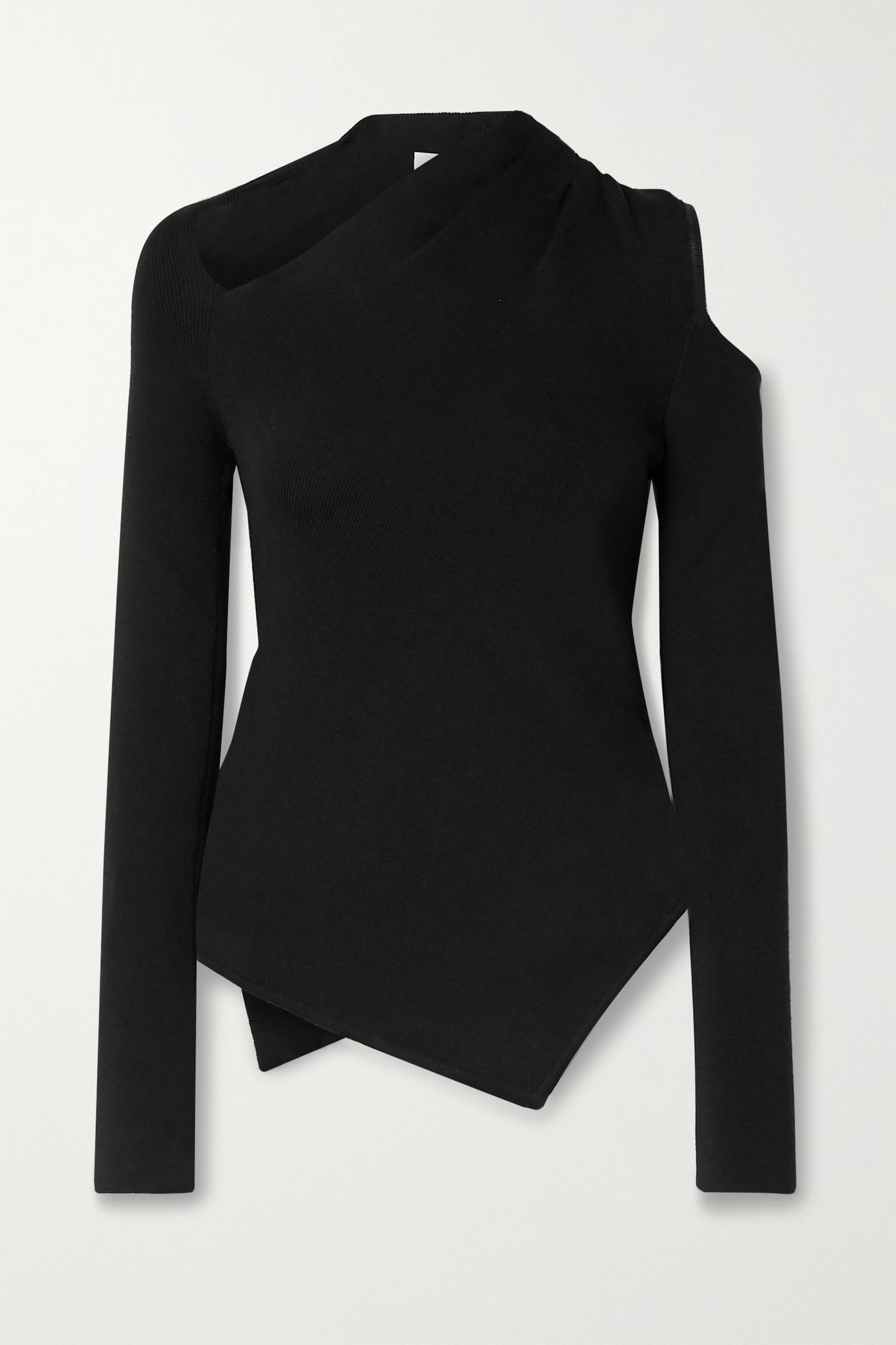 Asymmetric cutout wool-blend sweater - 1