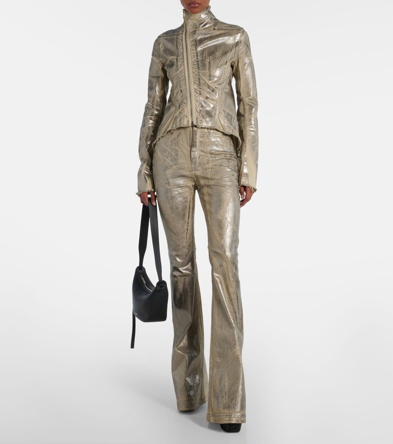 Rick Owens Bolan coated high-rise bootcut jeans outlook