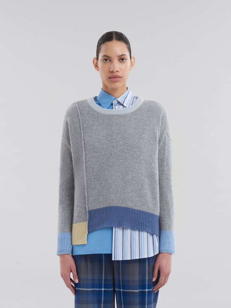 Marni GREY COLOUR-BLOCK CASHMERE JUMPER outlook