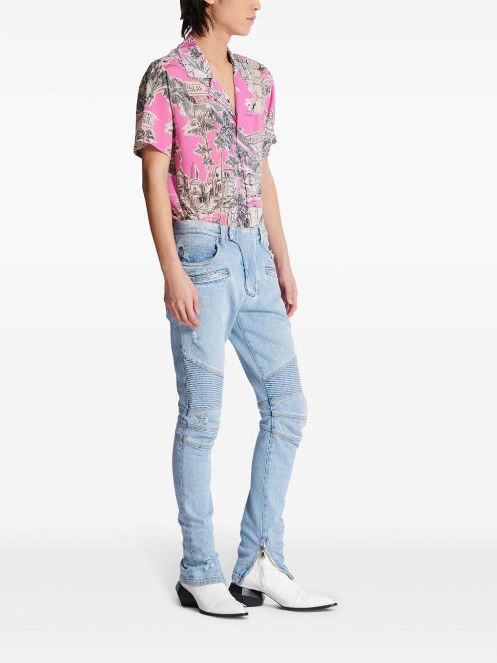 Biker mid-rise skinny jeans - 3