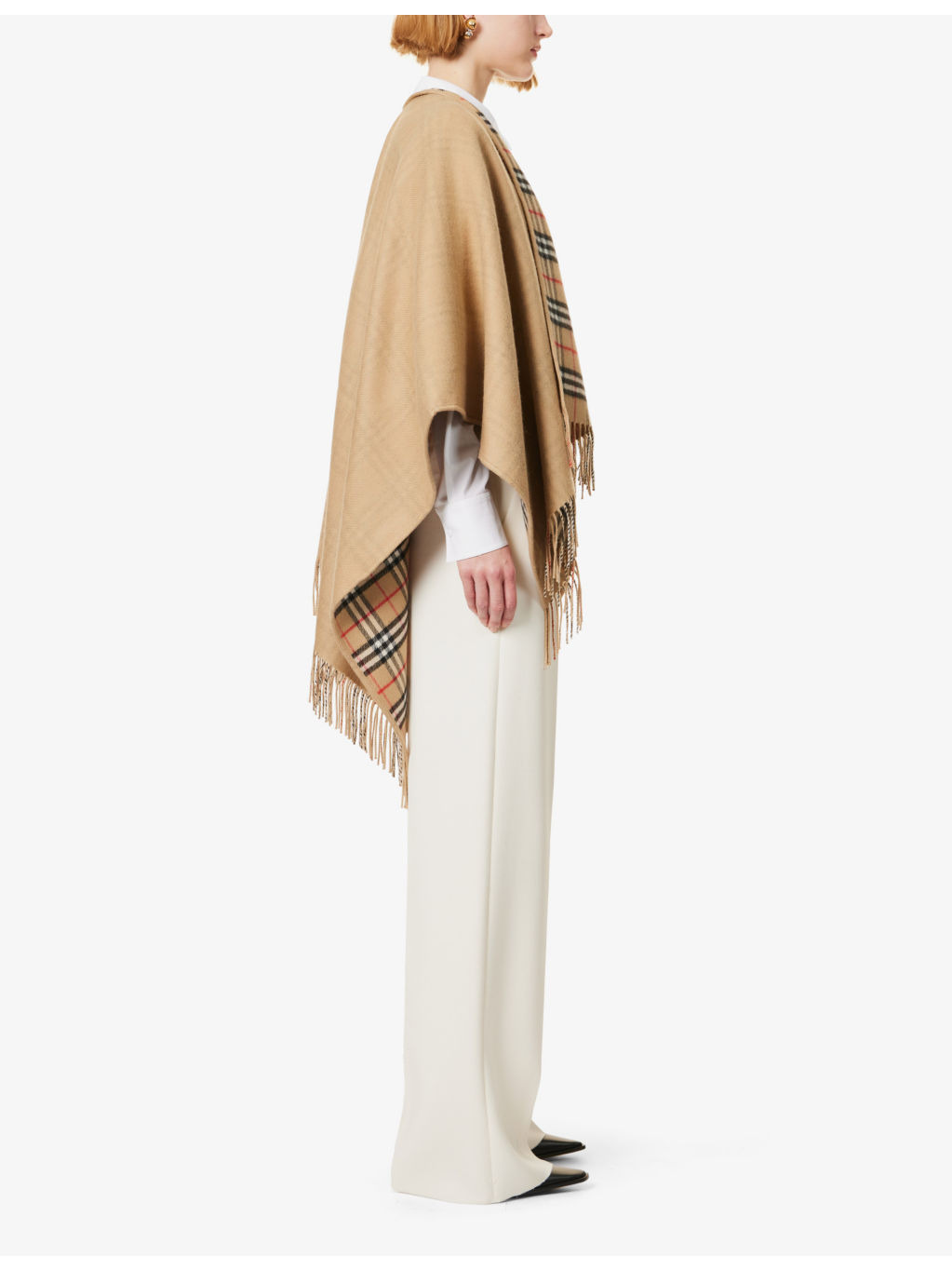 Vintage Check wool cape - 3