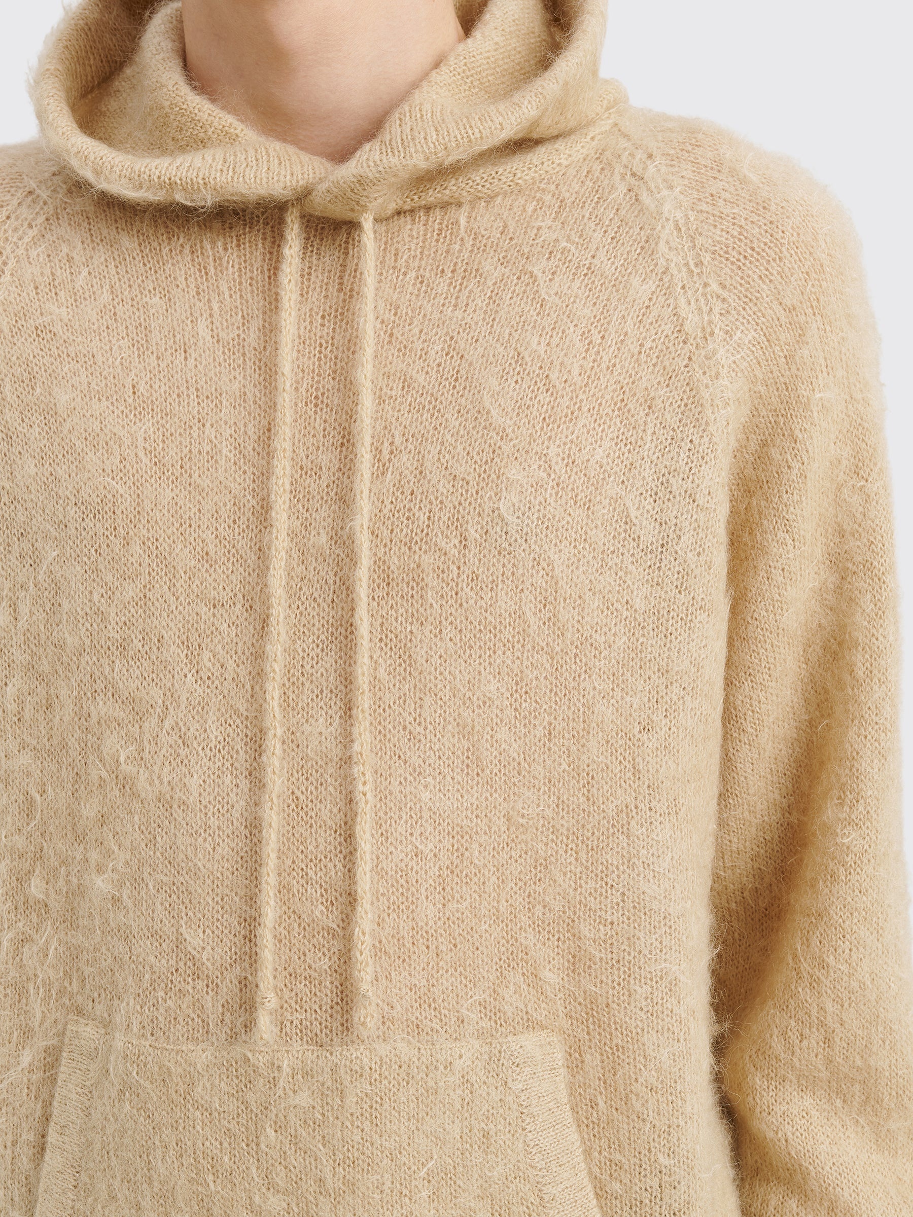 AURALEE BRUSHED SUPER KID MOHAIR KNIT P/O PARKA BEIGE - 5