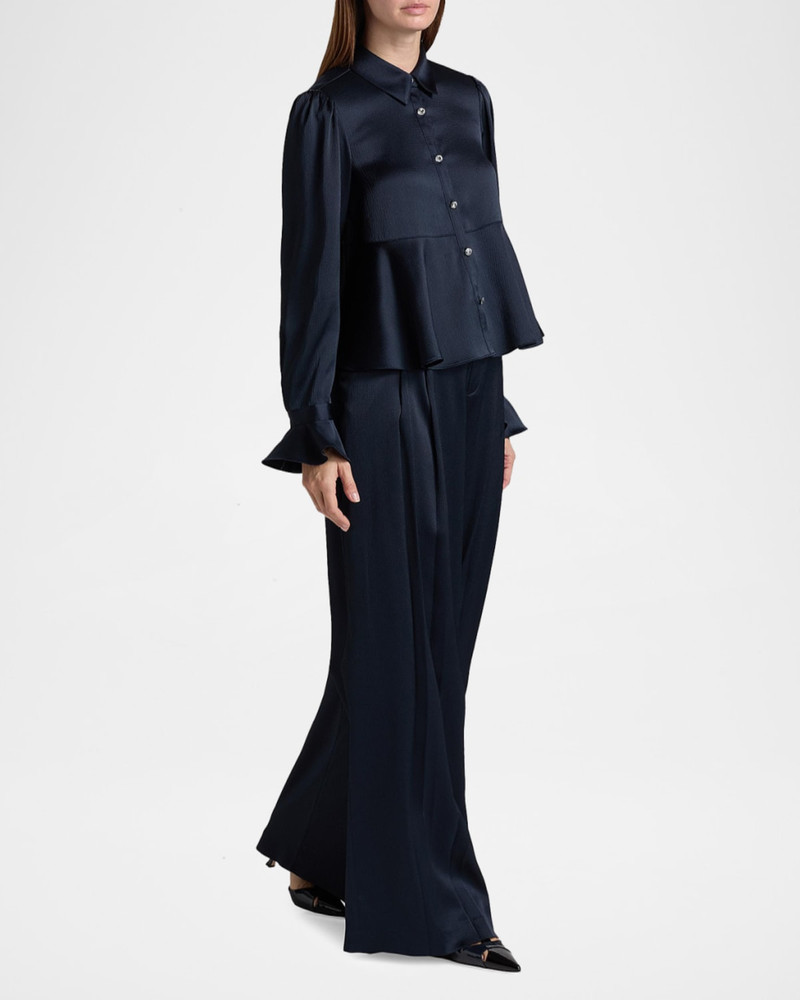 Cinq à Sept Marne Wide-Leg Satin Pants outlook