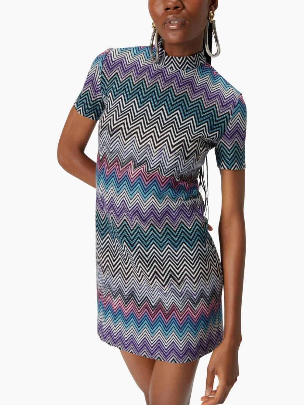 zigzag short-sleeve mini dress - 4