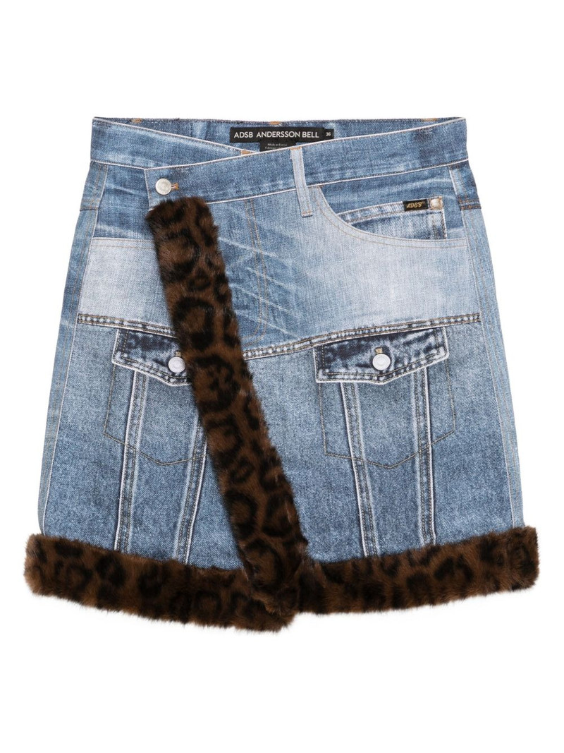 fur-edge denim skirt 1