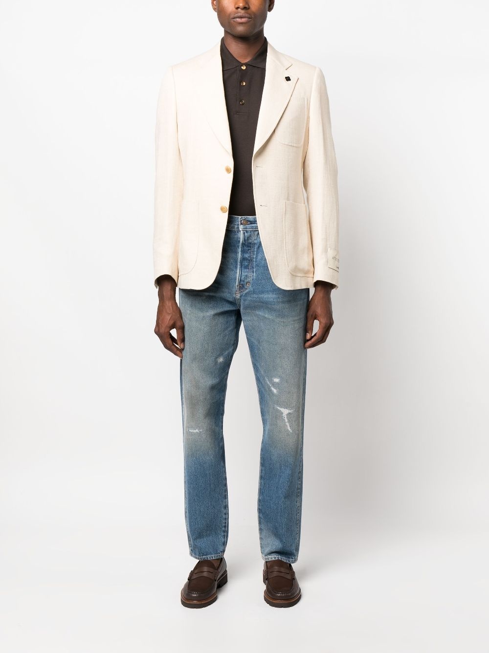 single-breasted cotton-blend blazer - 2