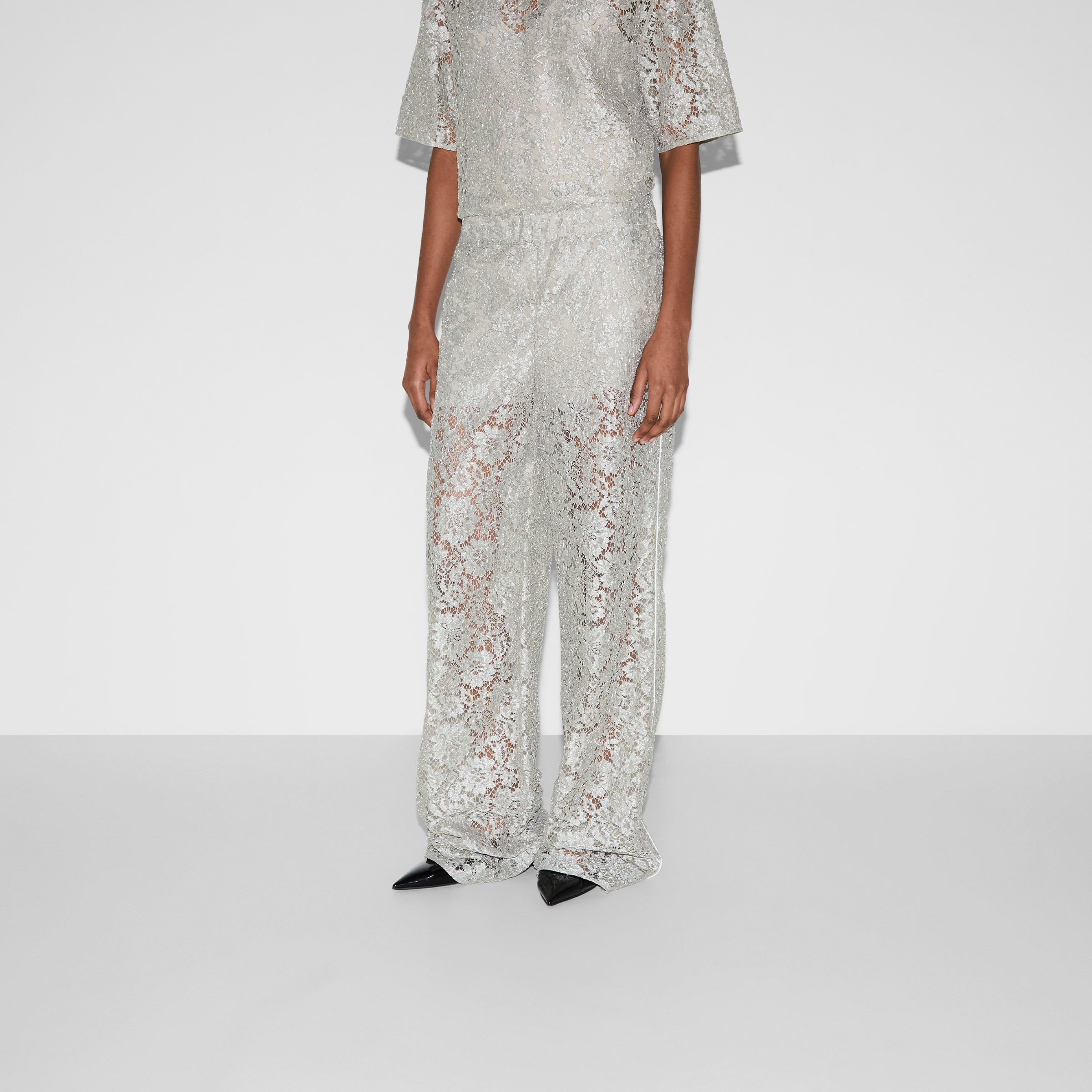 Floral lace lamé pant - 3