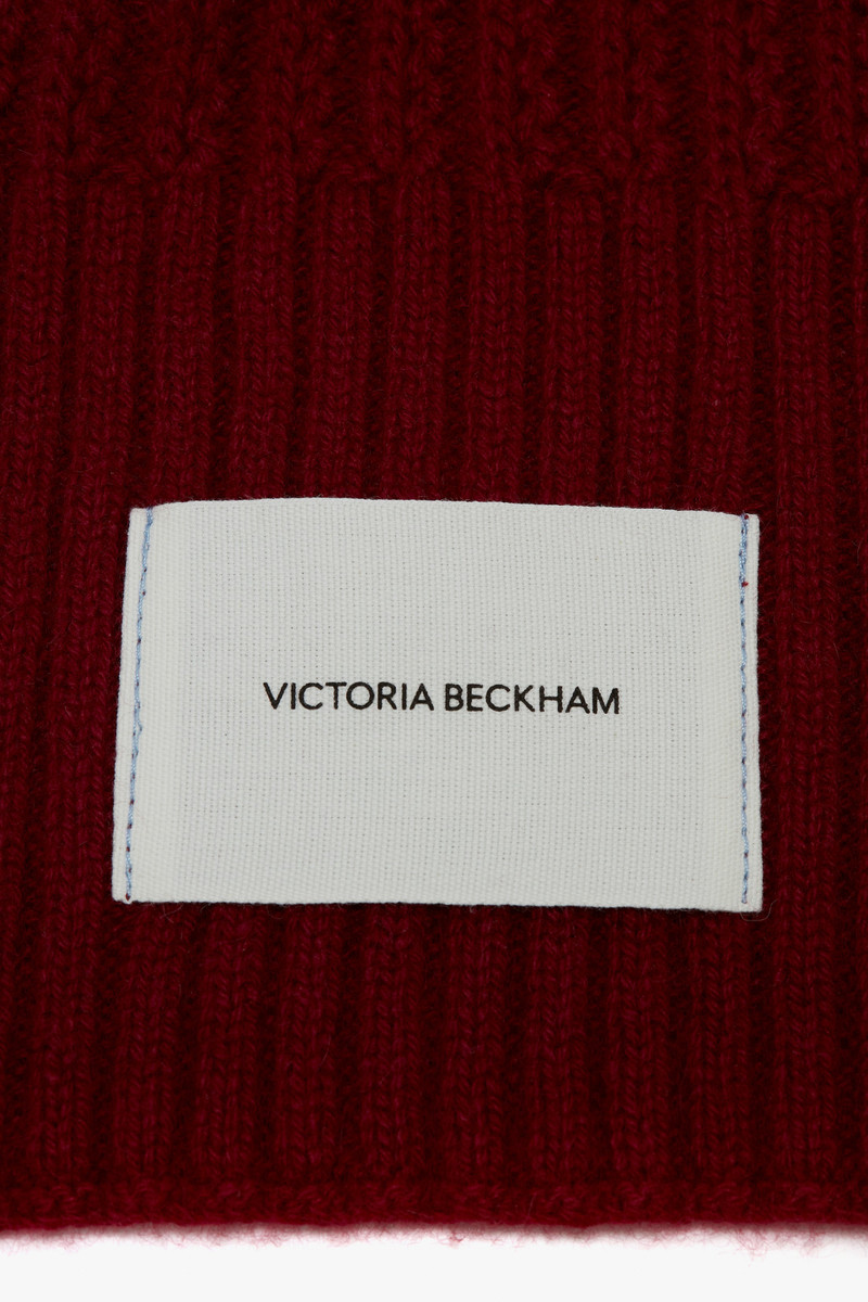 Victoria Beckham Exclusive Logo Patch Scarf In Burgundy outlook