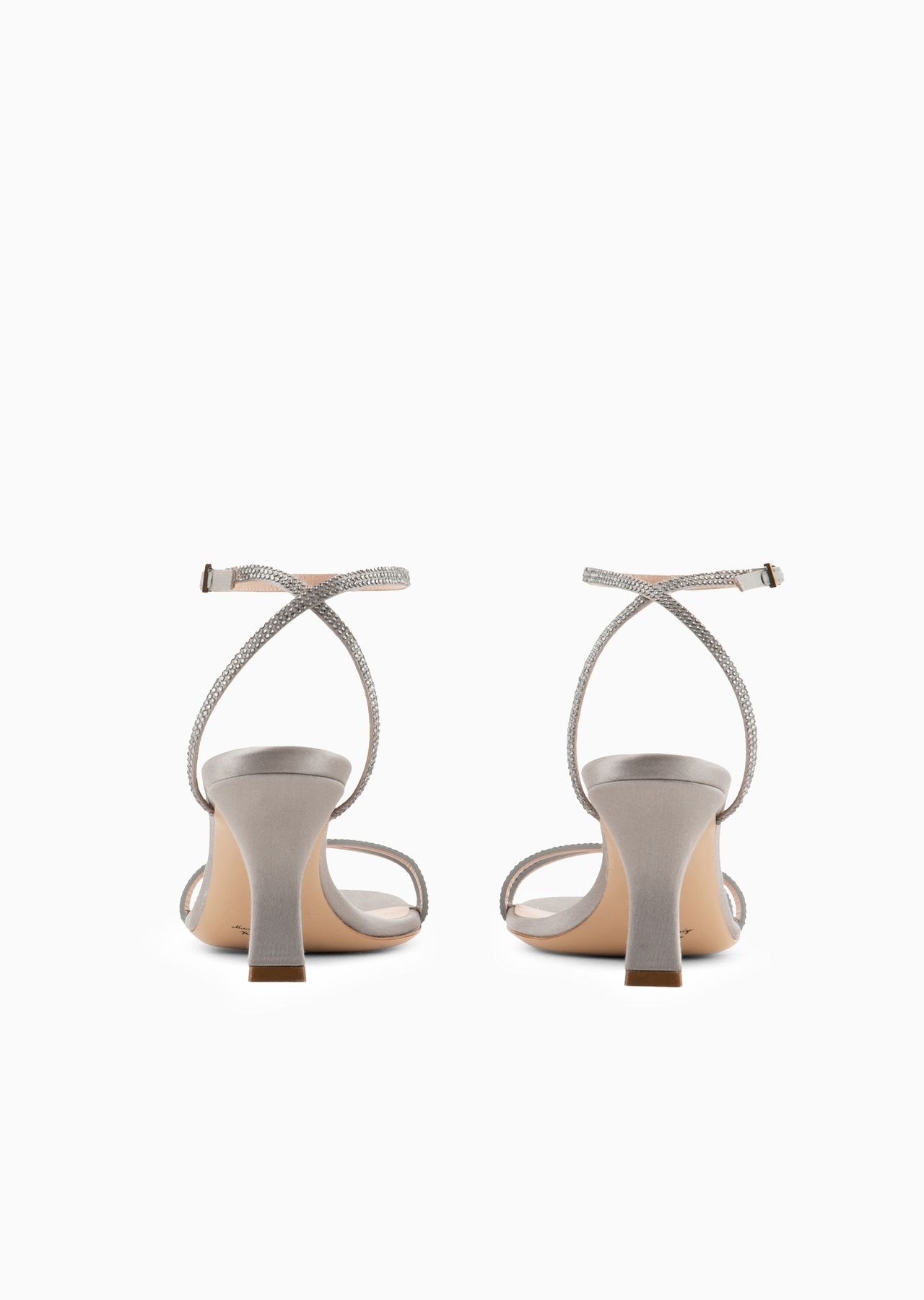 Satin and rhinestone heeled sandals - 4