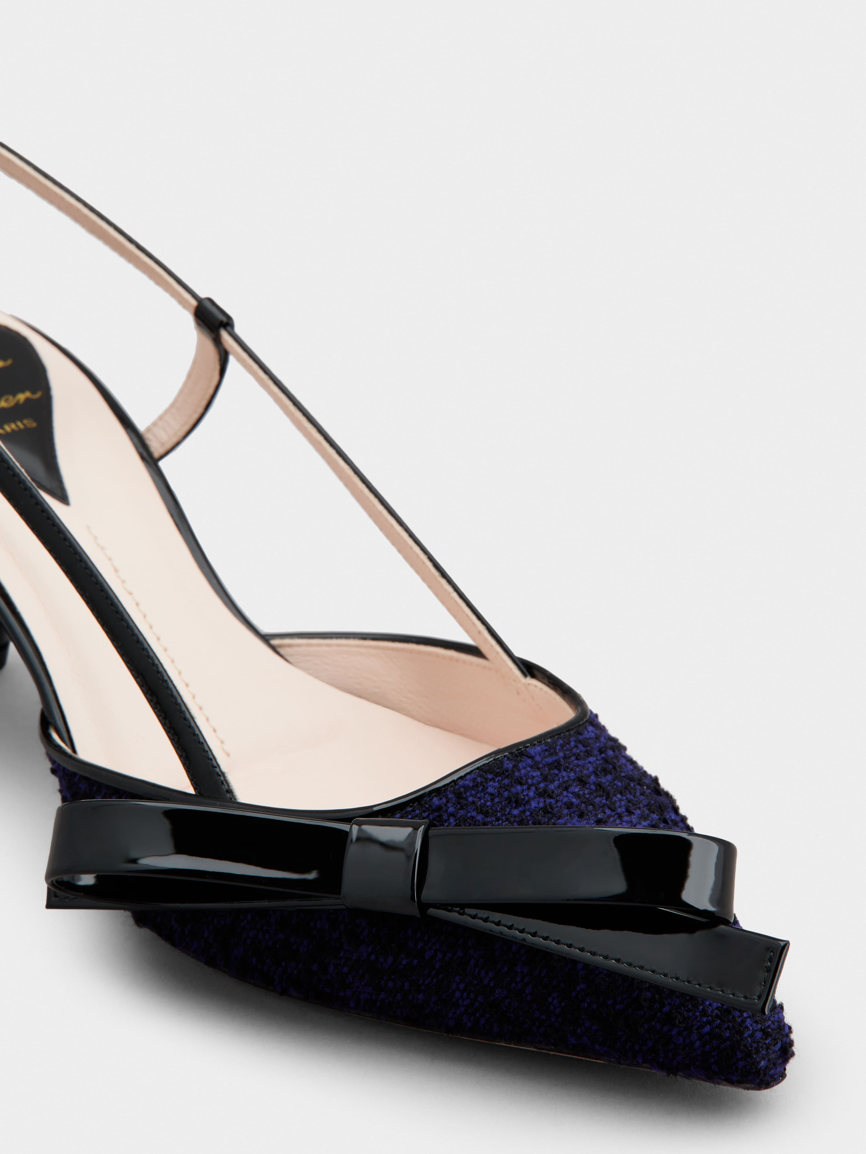 Virgule Bow Slingback Pumps in Fabric - 3
