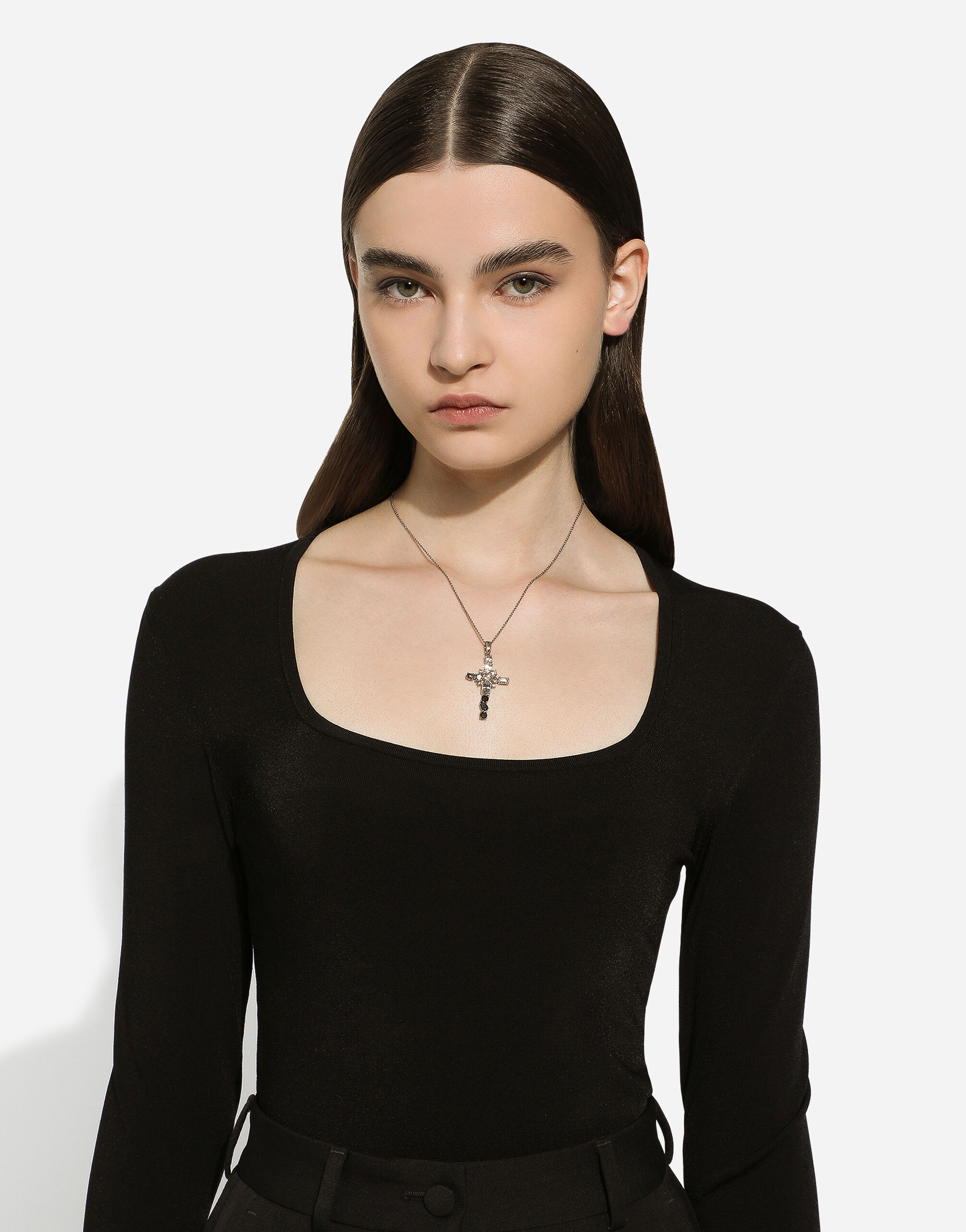 Rainbow Monochrome Pendant 18-carat white gold, colorless topazes and gray and black spinels - 2