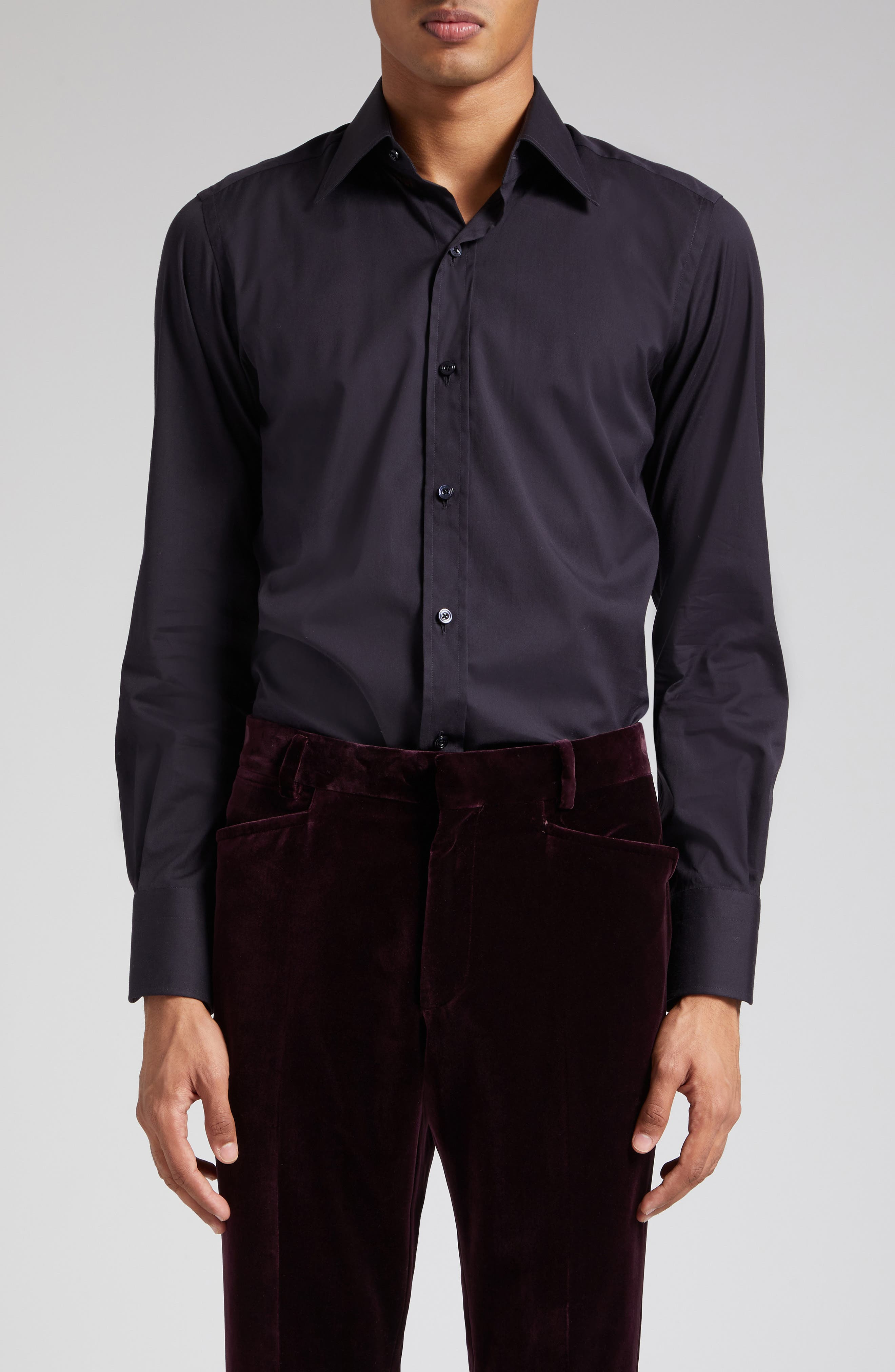Slim Fit Cotton Poplin Button-Up Shirt - 1
