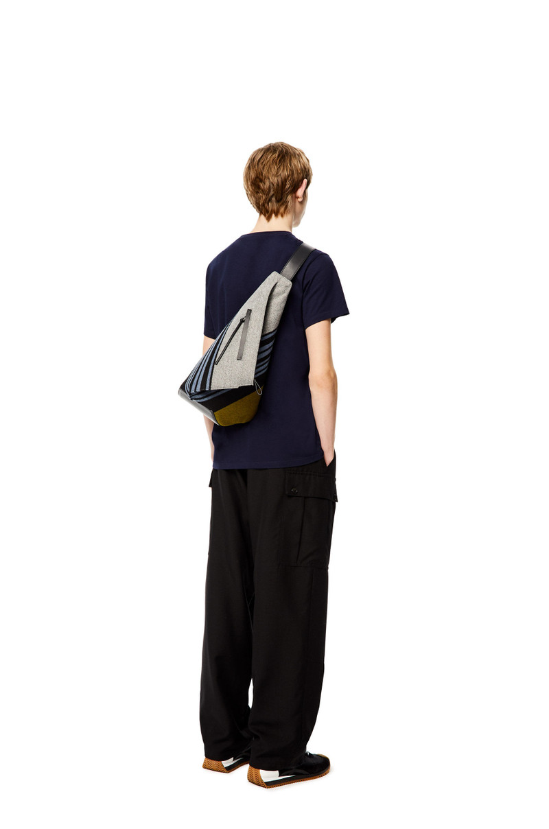 Loewe Small Anton Backpack in striped textile and calfskin outlook