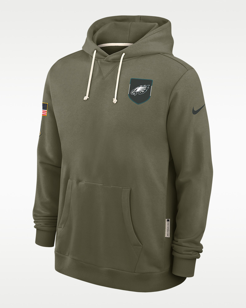 Philadelphia Eagles Salute to Service Sideline Dominant Force Men's Nike Dri-FIT NFL Pullover Hoodie 1