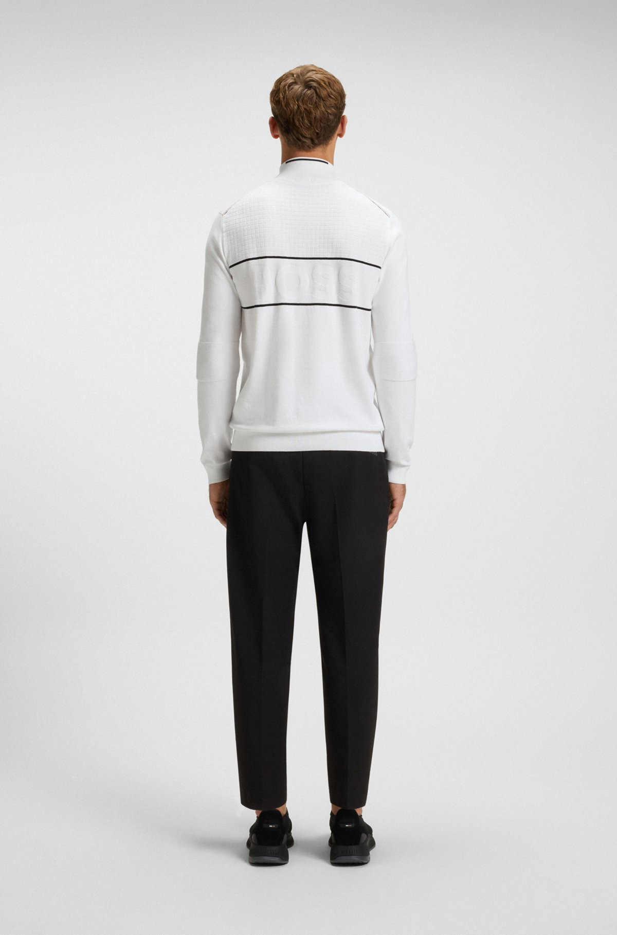 WATER-REPELLENT COTTON SWEATER WITH ZIP NECK - 5