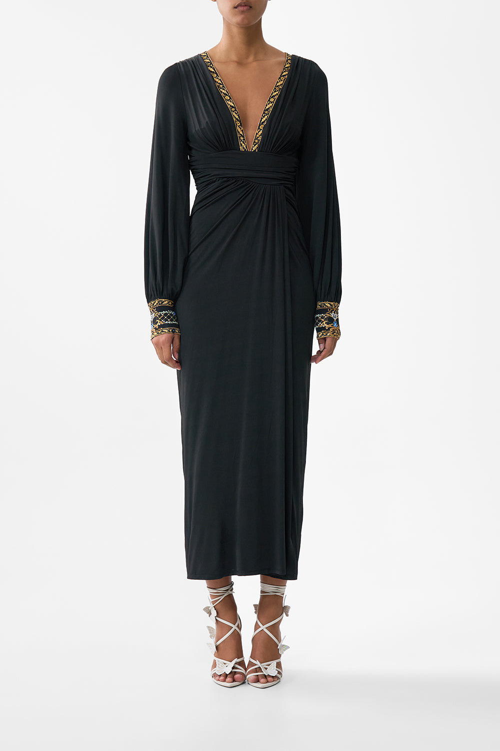 WAISTED DRAPED JERSEY DRESS - 2