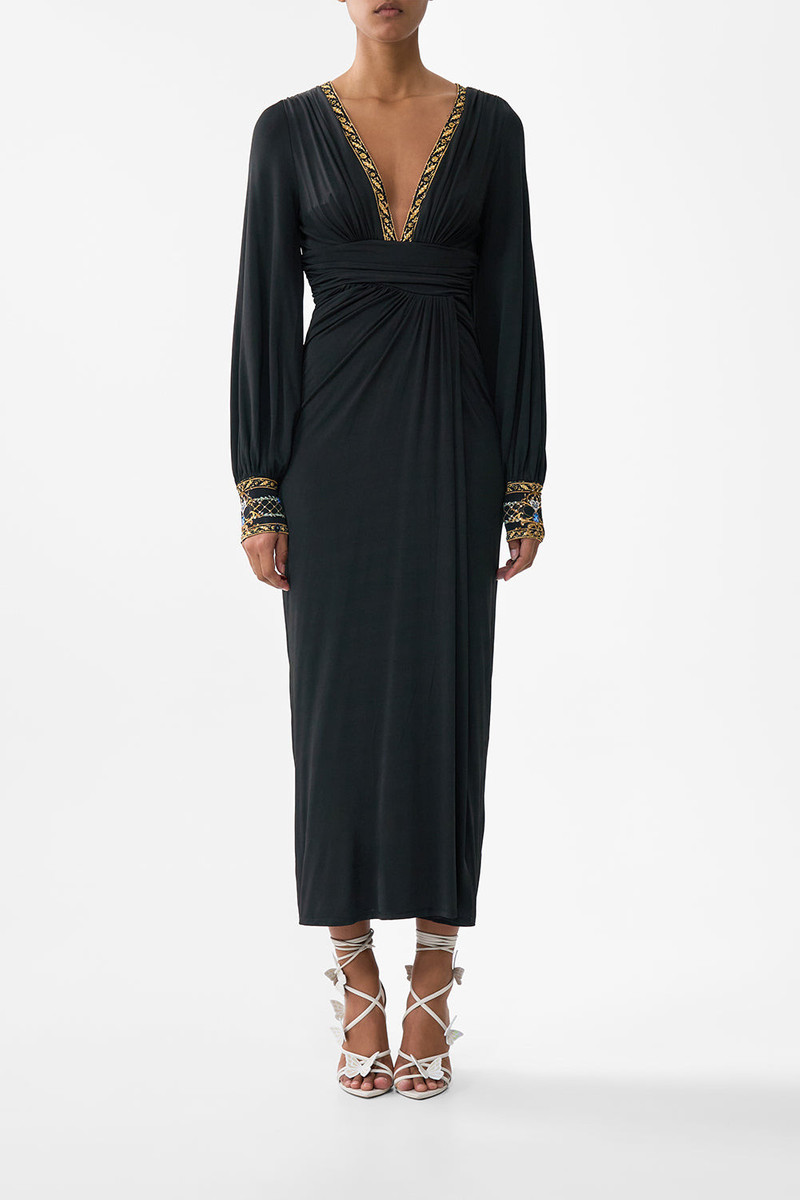 CAMILLA WAISTED DRAPED JERSEY DRESS outlook