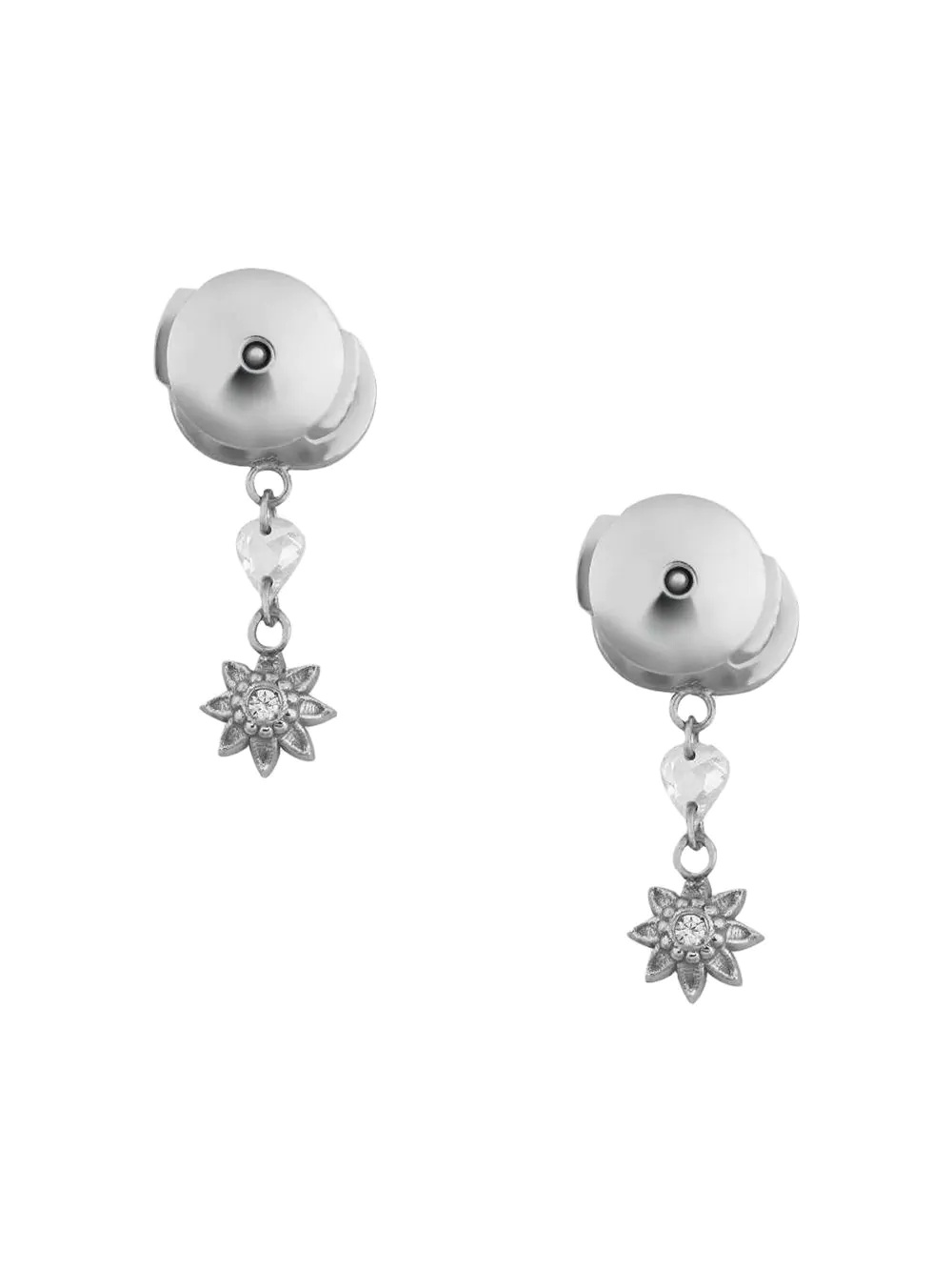 Flower and Double G earrings with diamonds - 3