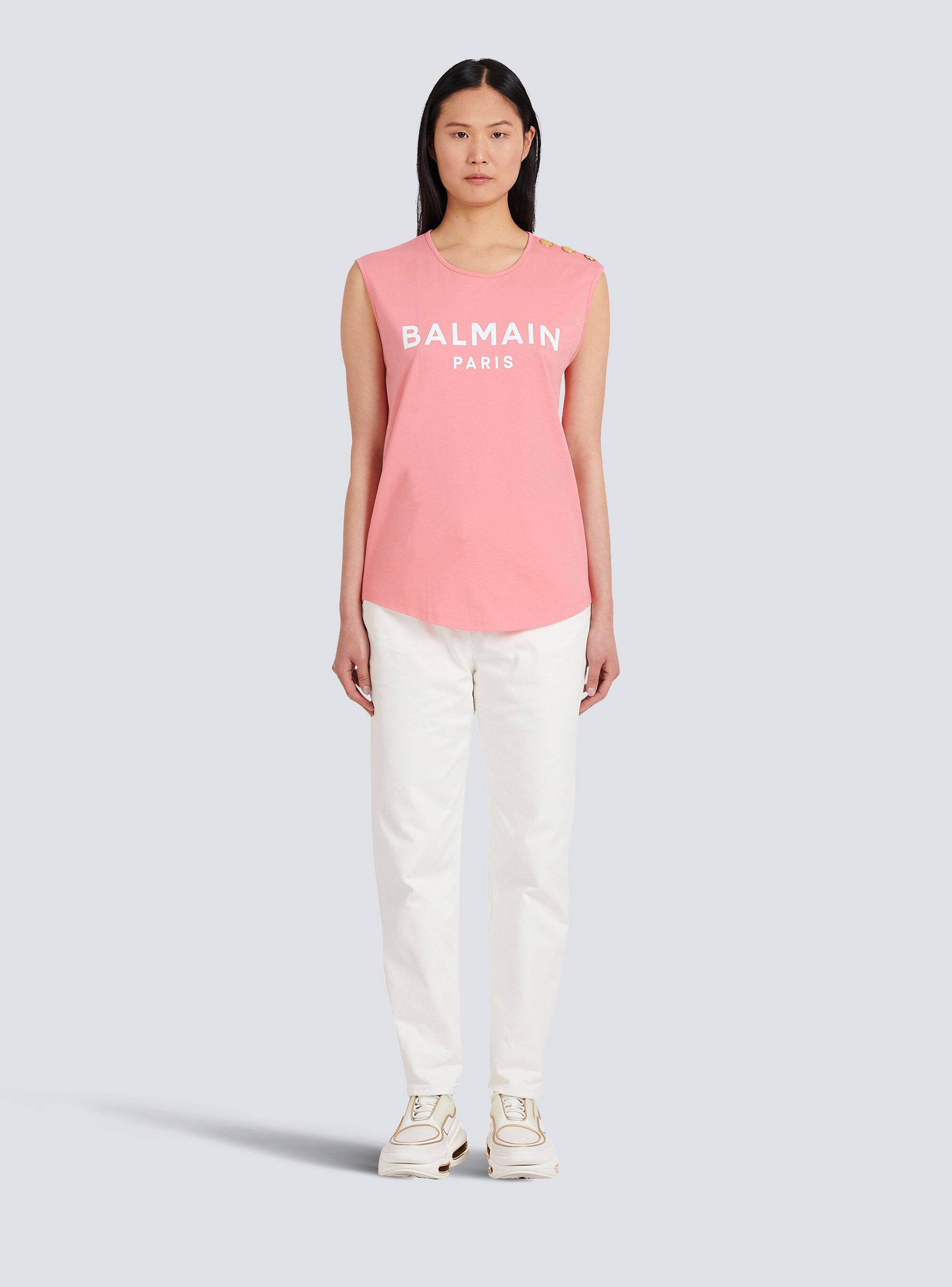 Eco-designed cotton T-shirt with Balmain logo print - 3