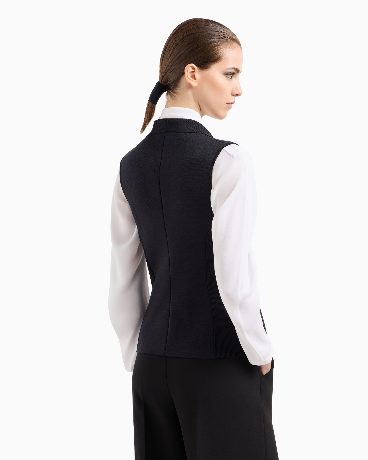 SILK KNIT DOUBLE-BREASTED GILET - 3