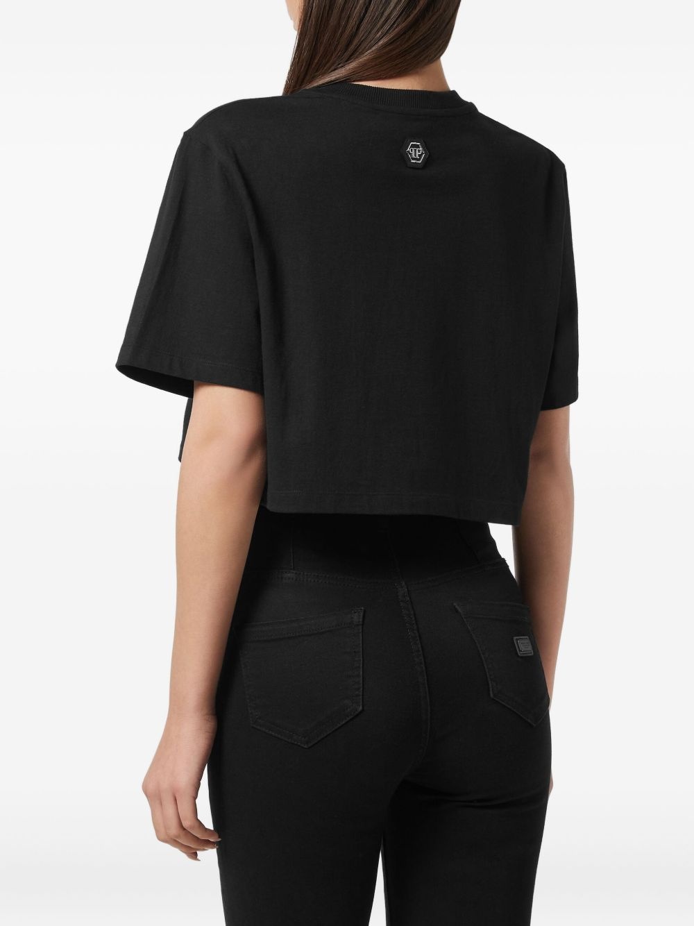 crystal-embellished cropped t-shirt - 3