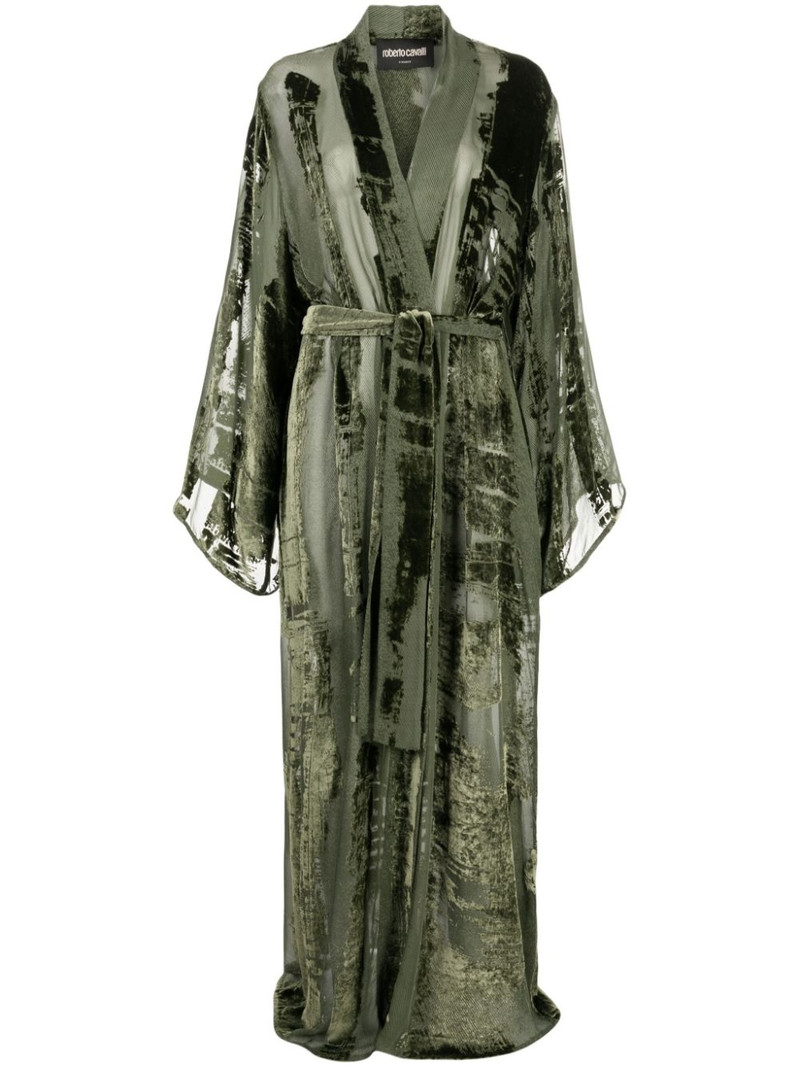 panelled velvet robe coat 1
