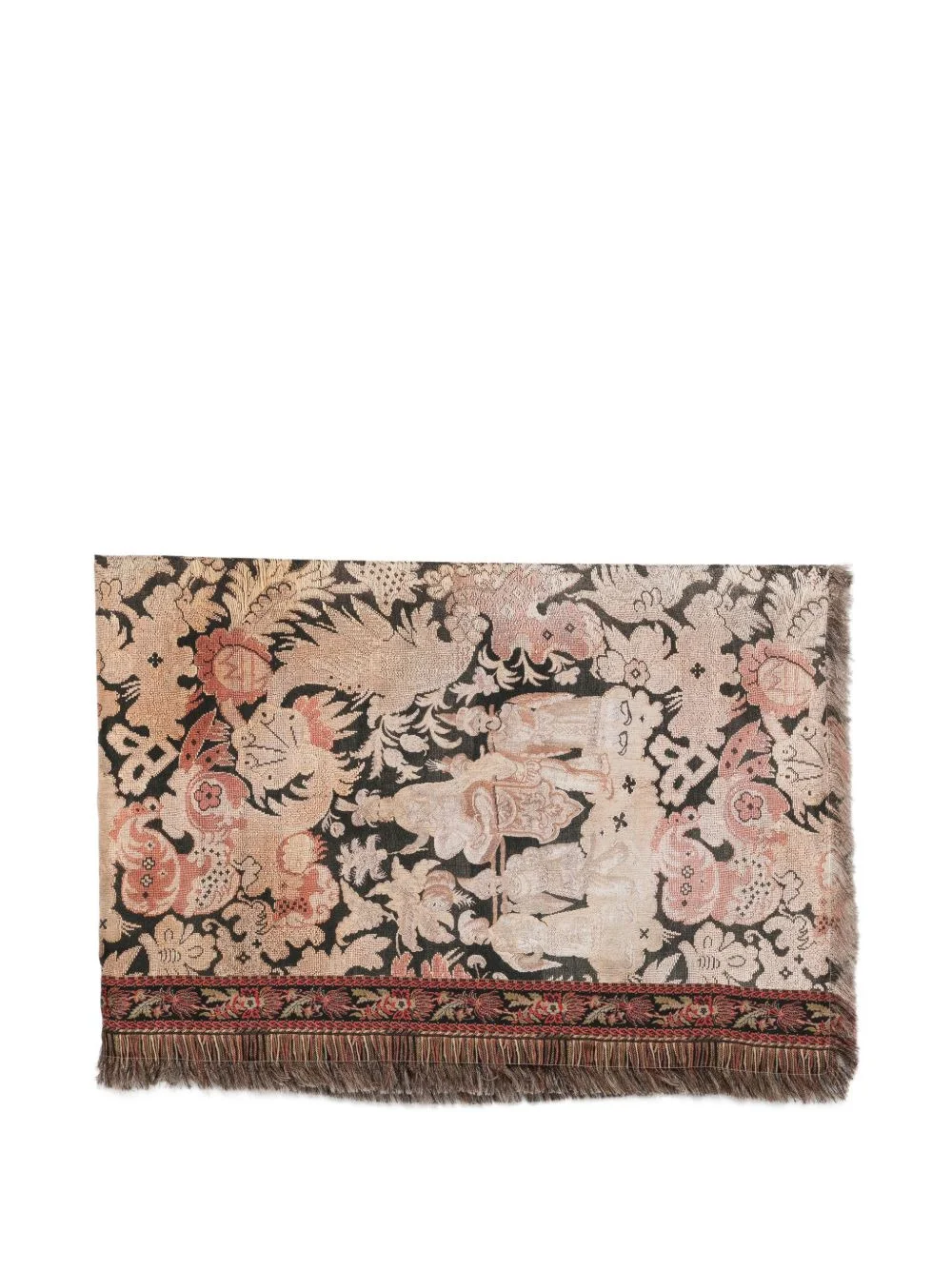 jacquard-woven fringed scarf - 1