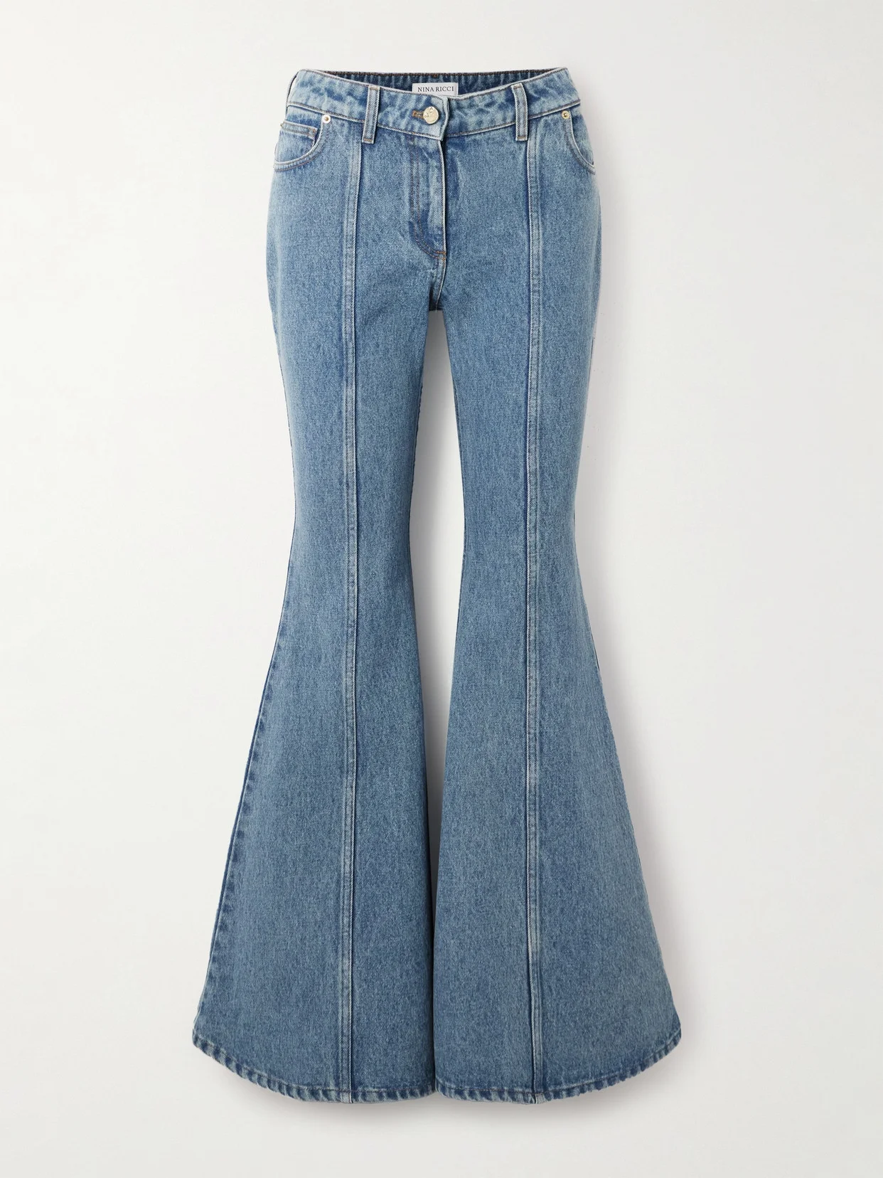 Paneled Mid-rise Flared Jeans - 1