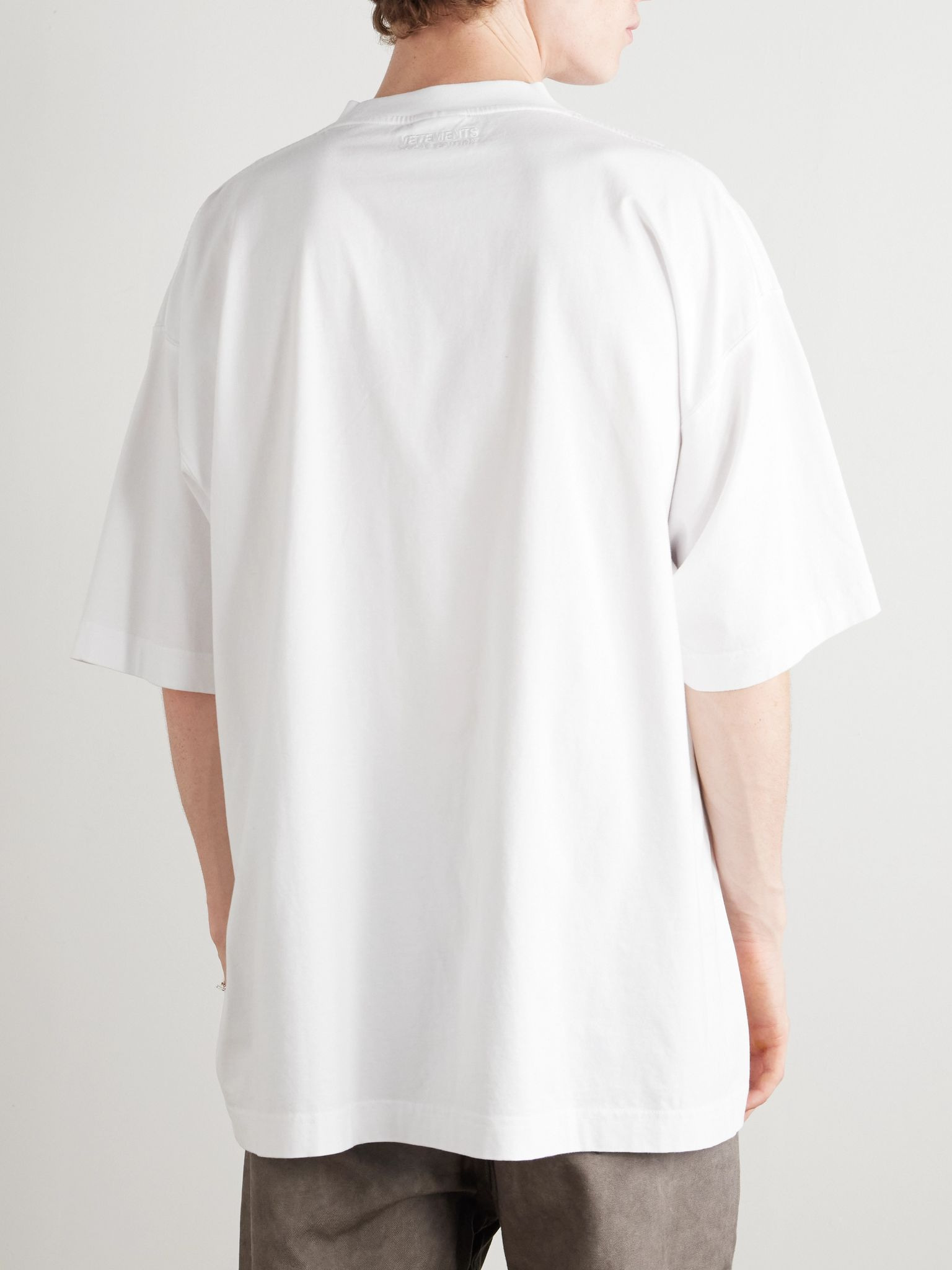 Be Yourself Oversized Printed Cotton-Jersey T-Shirt White - 3