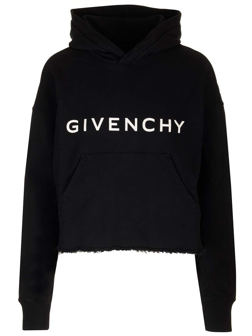Black Cropped Hoodie Sweatshirts Black - 1