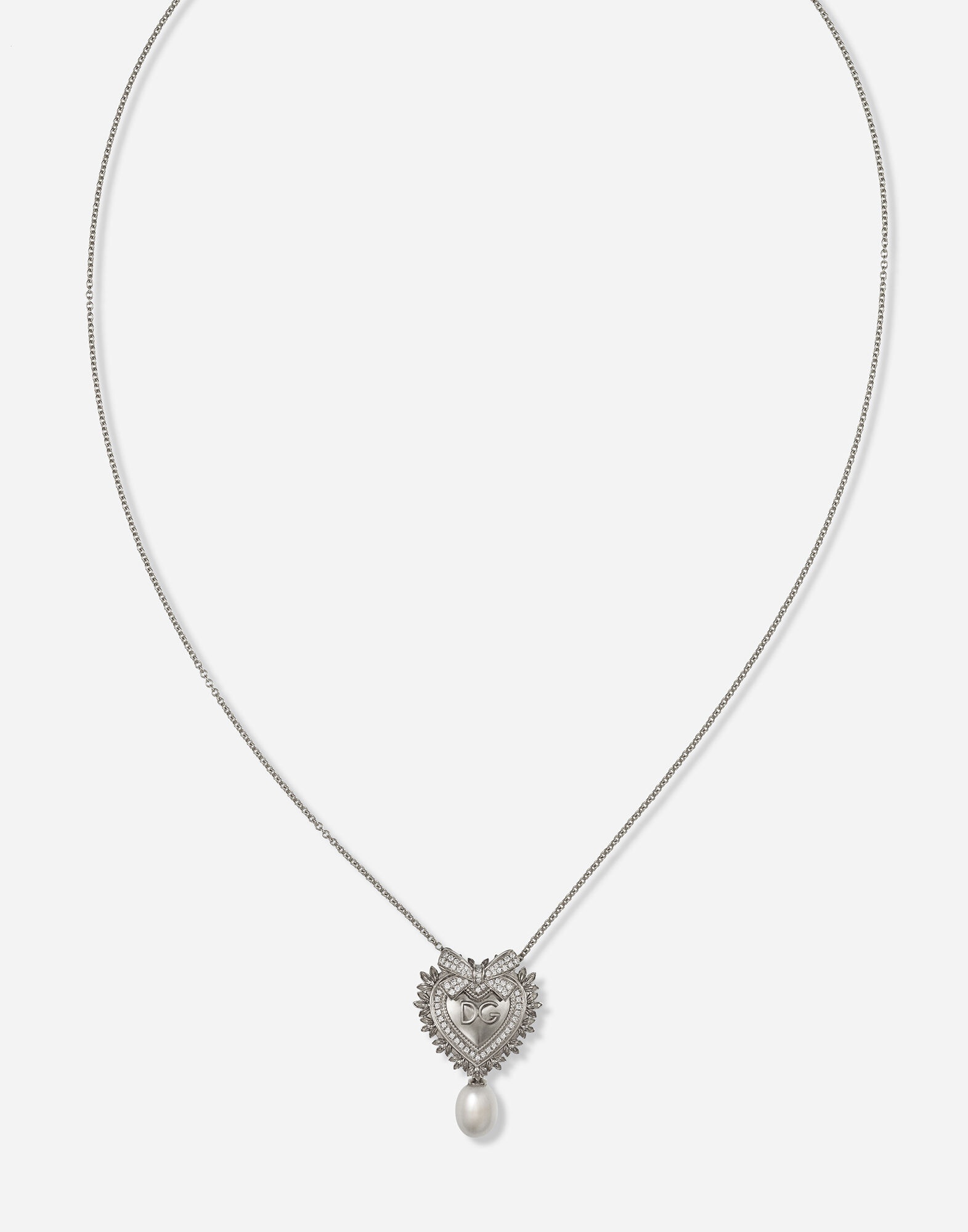 Devotion Necklace 18 carat white gold, diamonds and pearls - 2