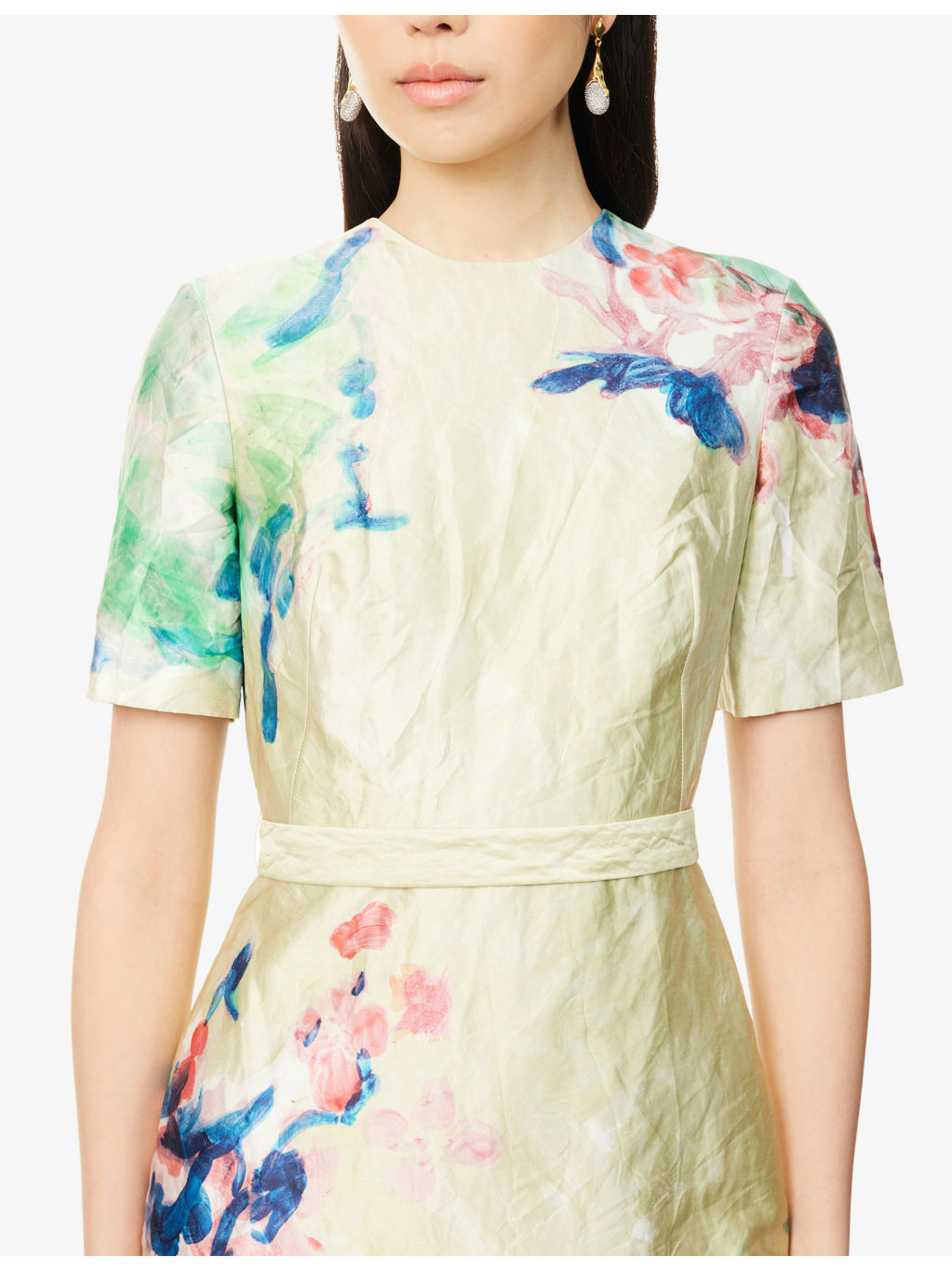Floral Short-Sleeves Woven Midi Dress - 5