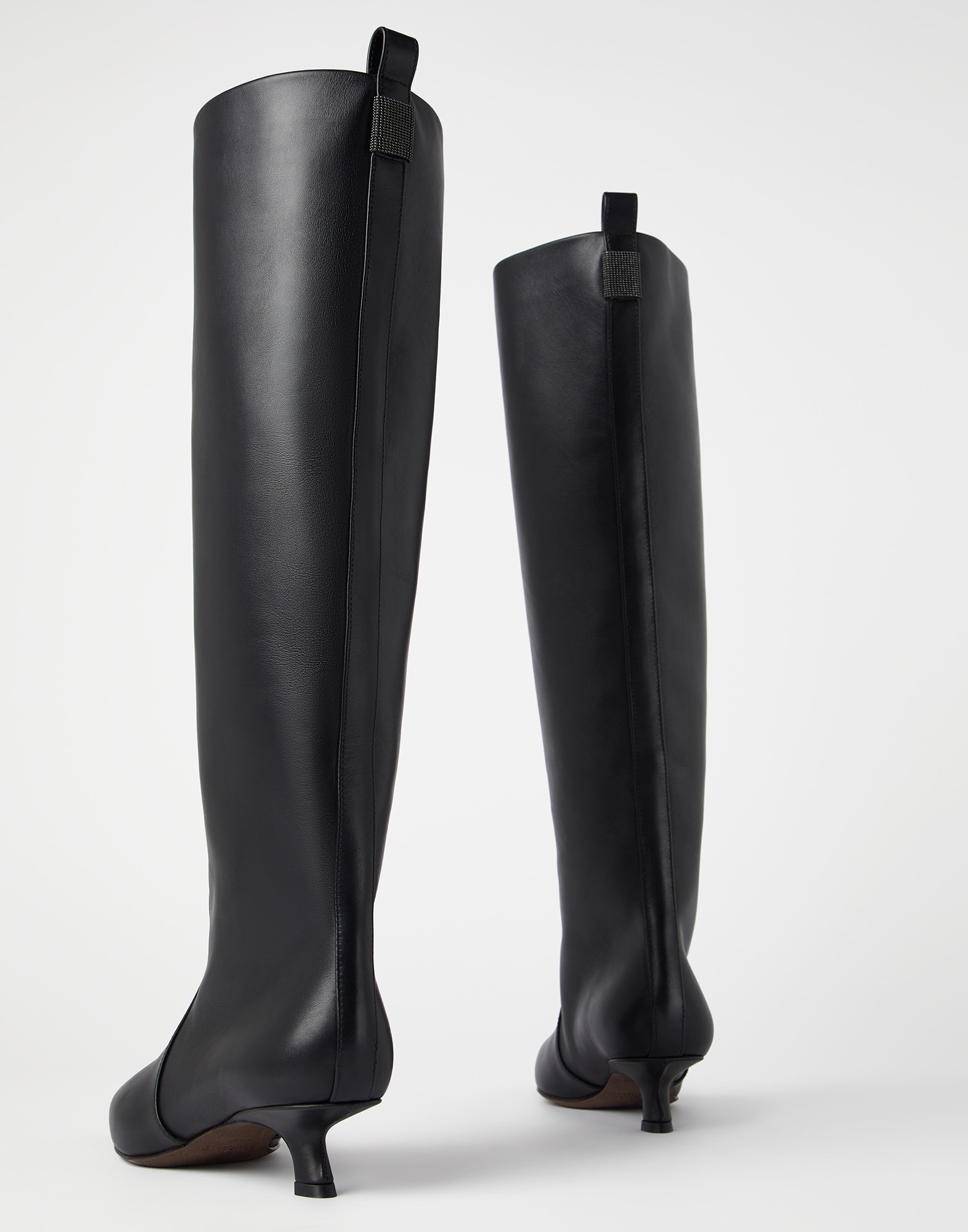Nappa leather knee-high boots with shiny loop detail - 3