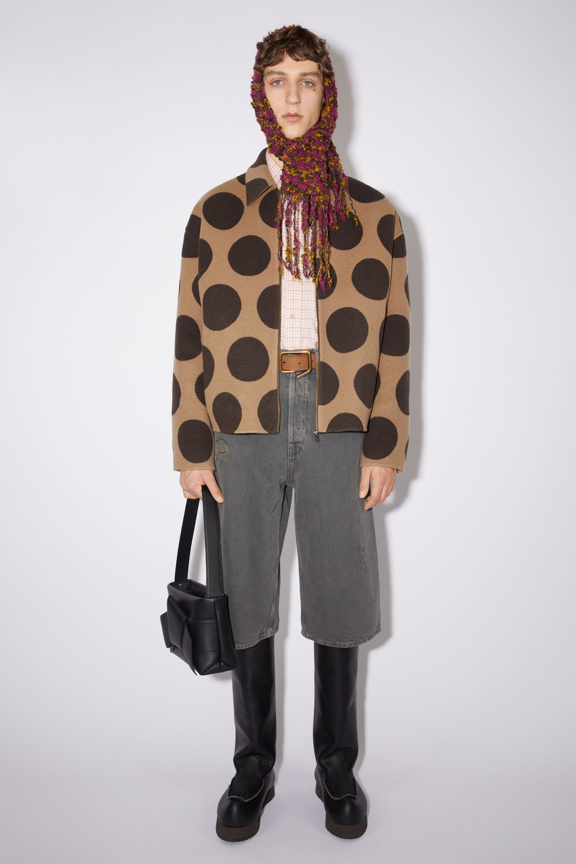 Polka dot wool jacket - Beige/brown - 2