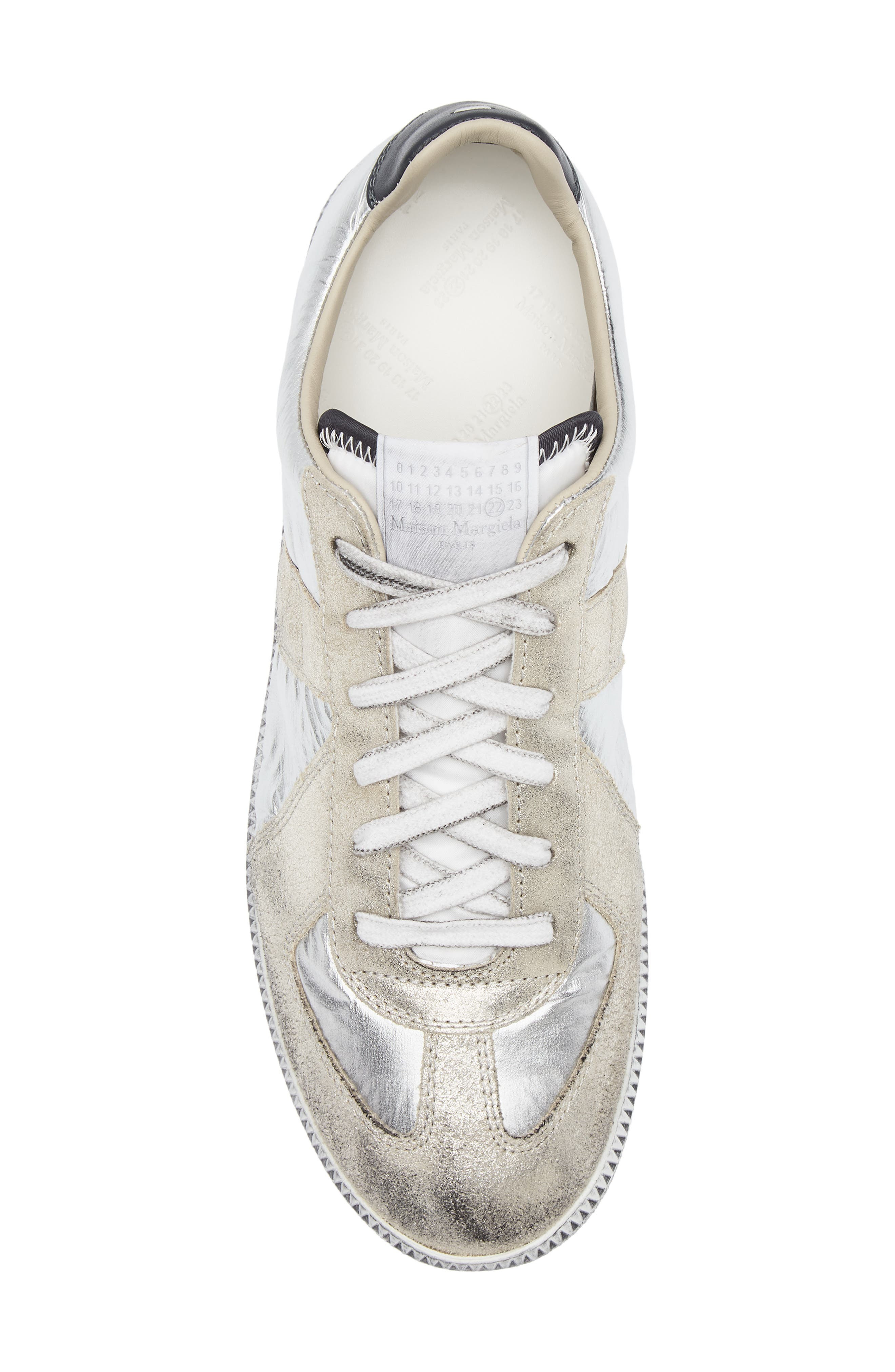 Maison Margiela Replica Low Top Sneaker in Silver/white/natural Metallic at Nordstrom - 5