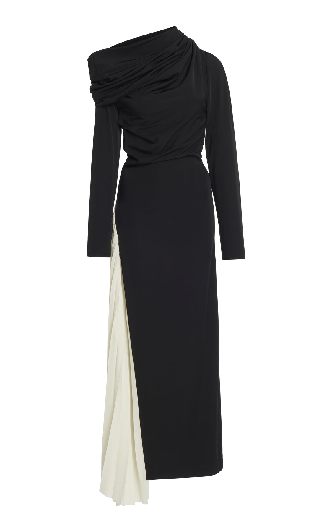 ASYMMETRIC MAXI DRESS BLACK IVORY - 6