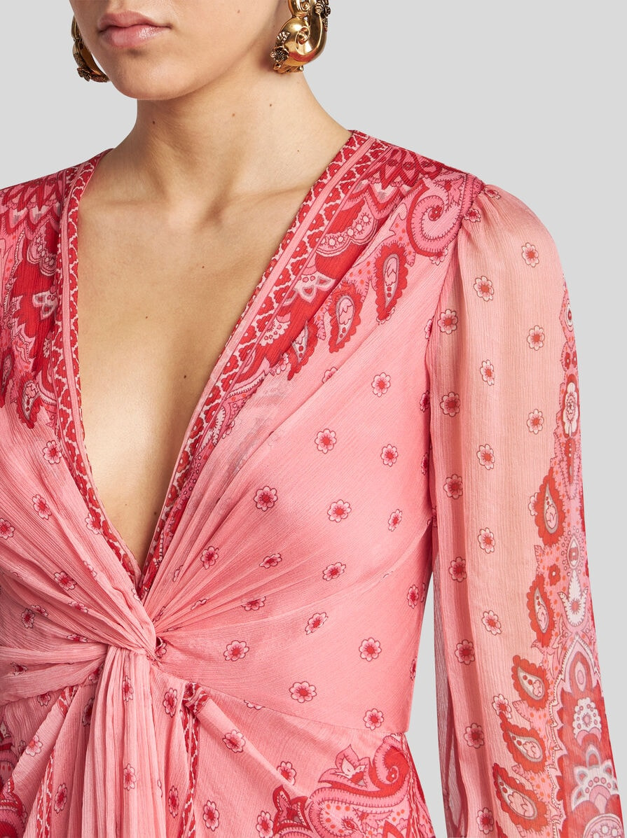 LONG PRINTED SILK DRESS - 2