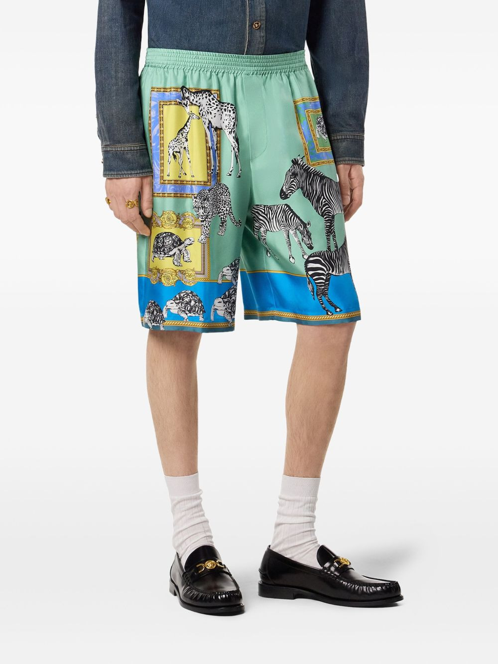 animal-print silk shorts - 3
