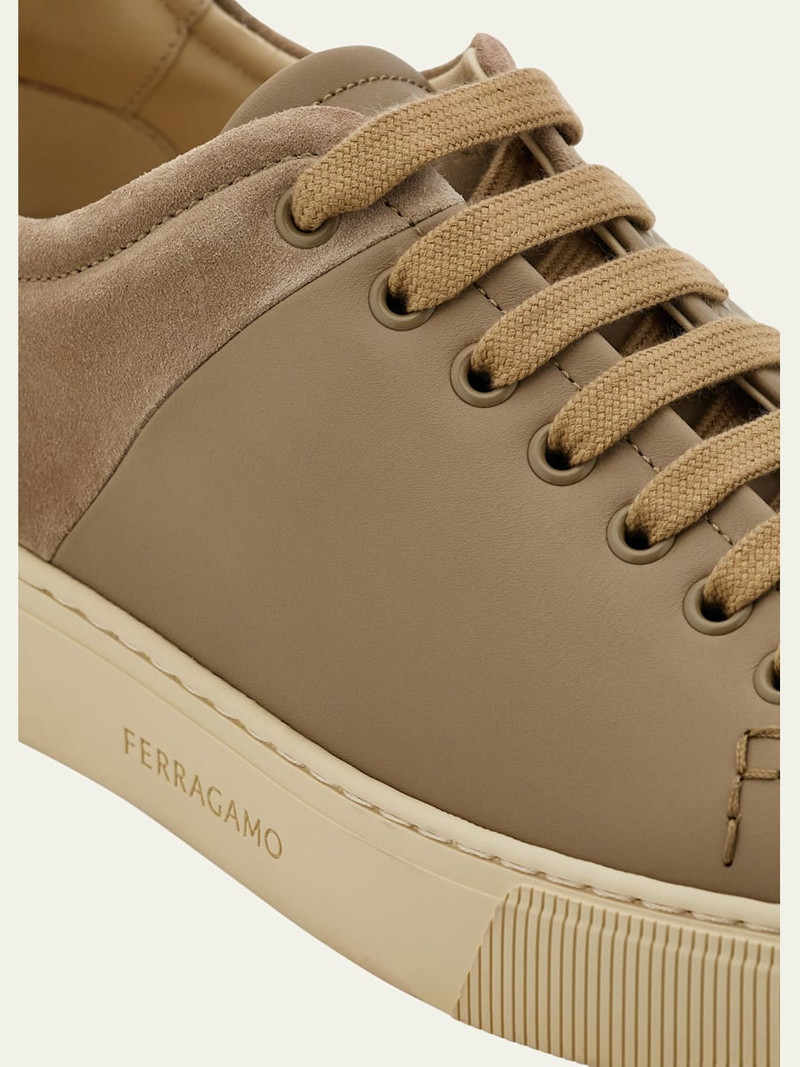 FERRAGAMO Men's Clayto Leather & Suede Sneakers outlook