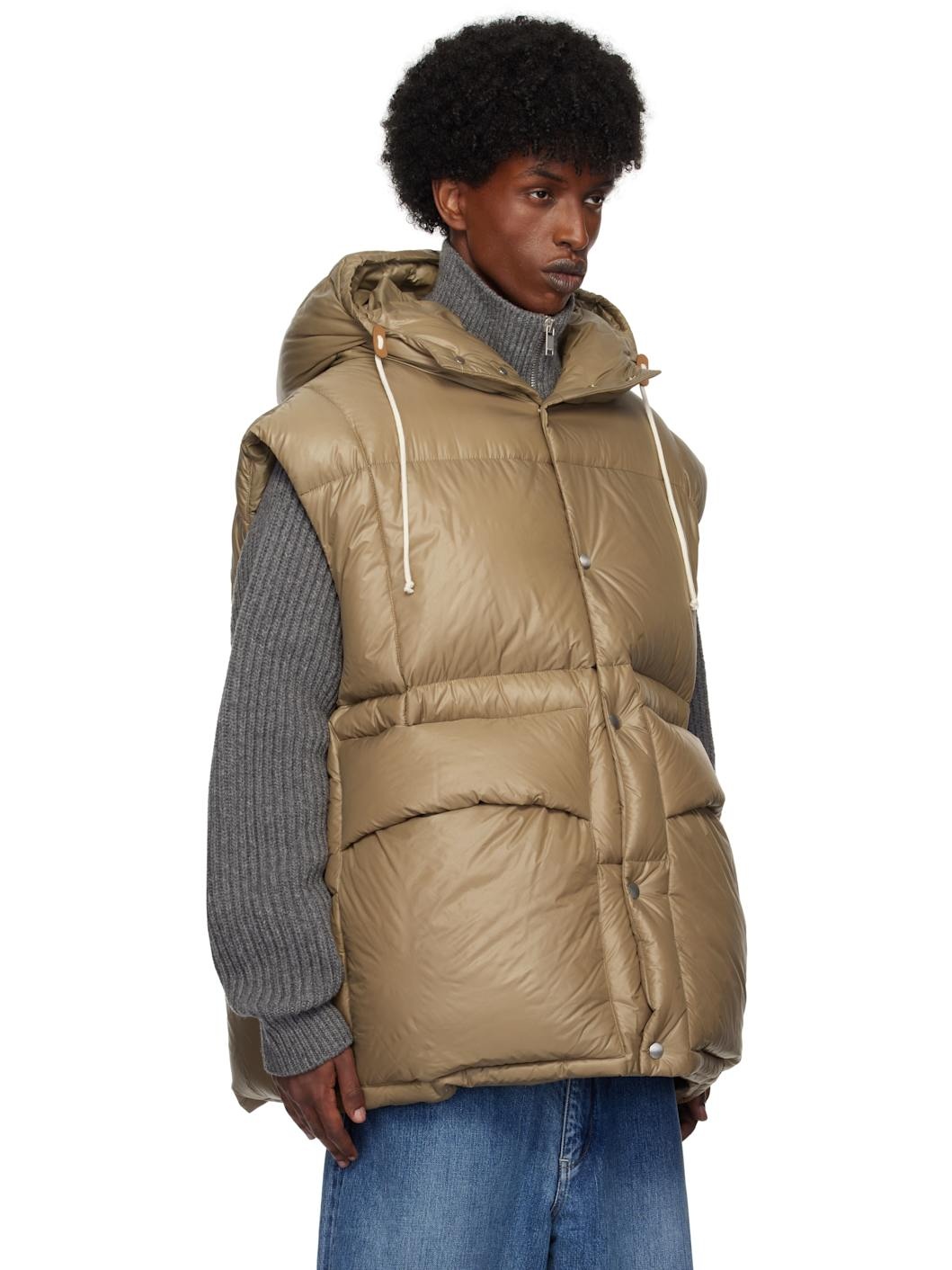 Brown Quilted Down Vest - 2