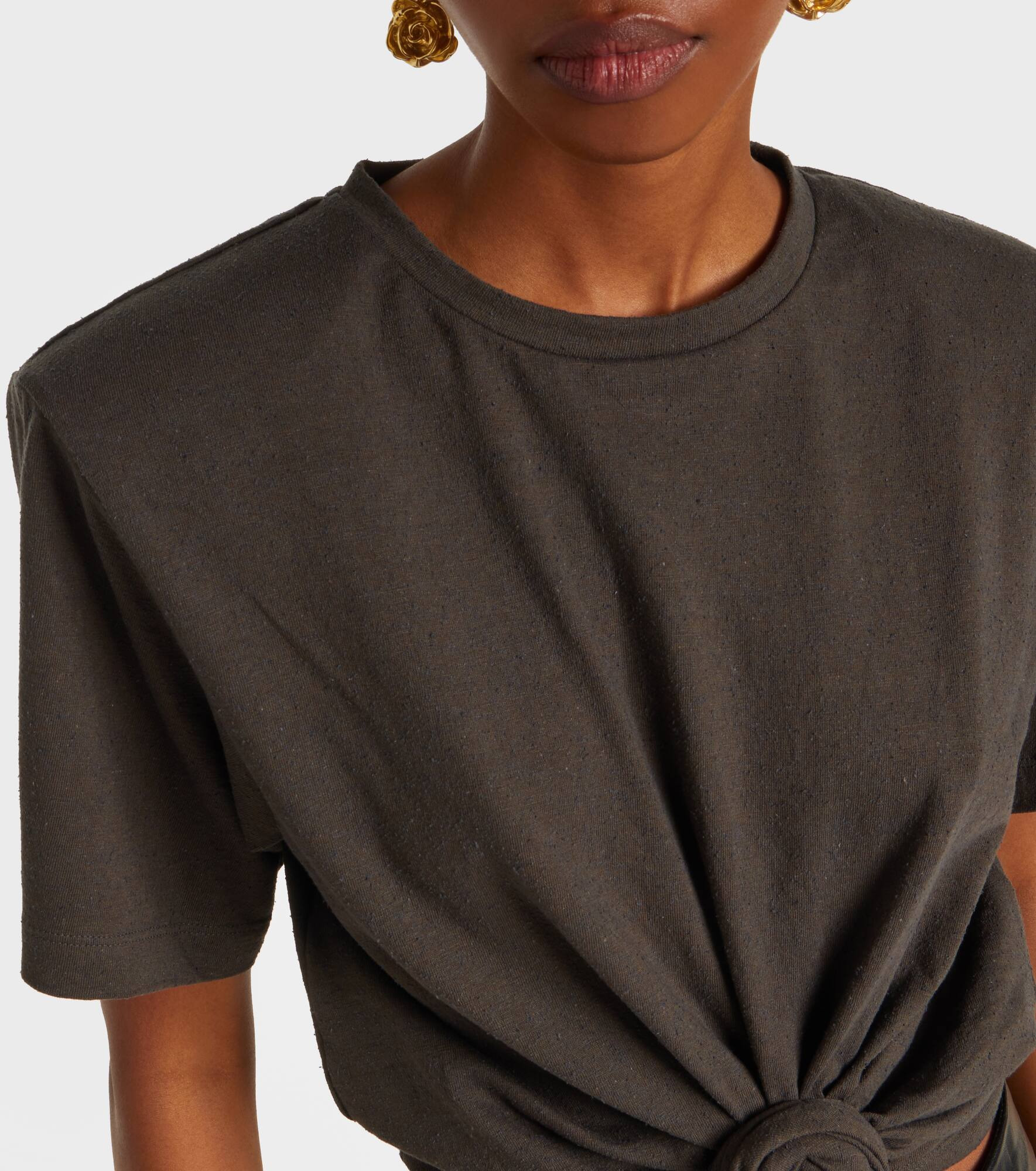 Gathered cotton and silk T-shirt - 4
